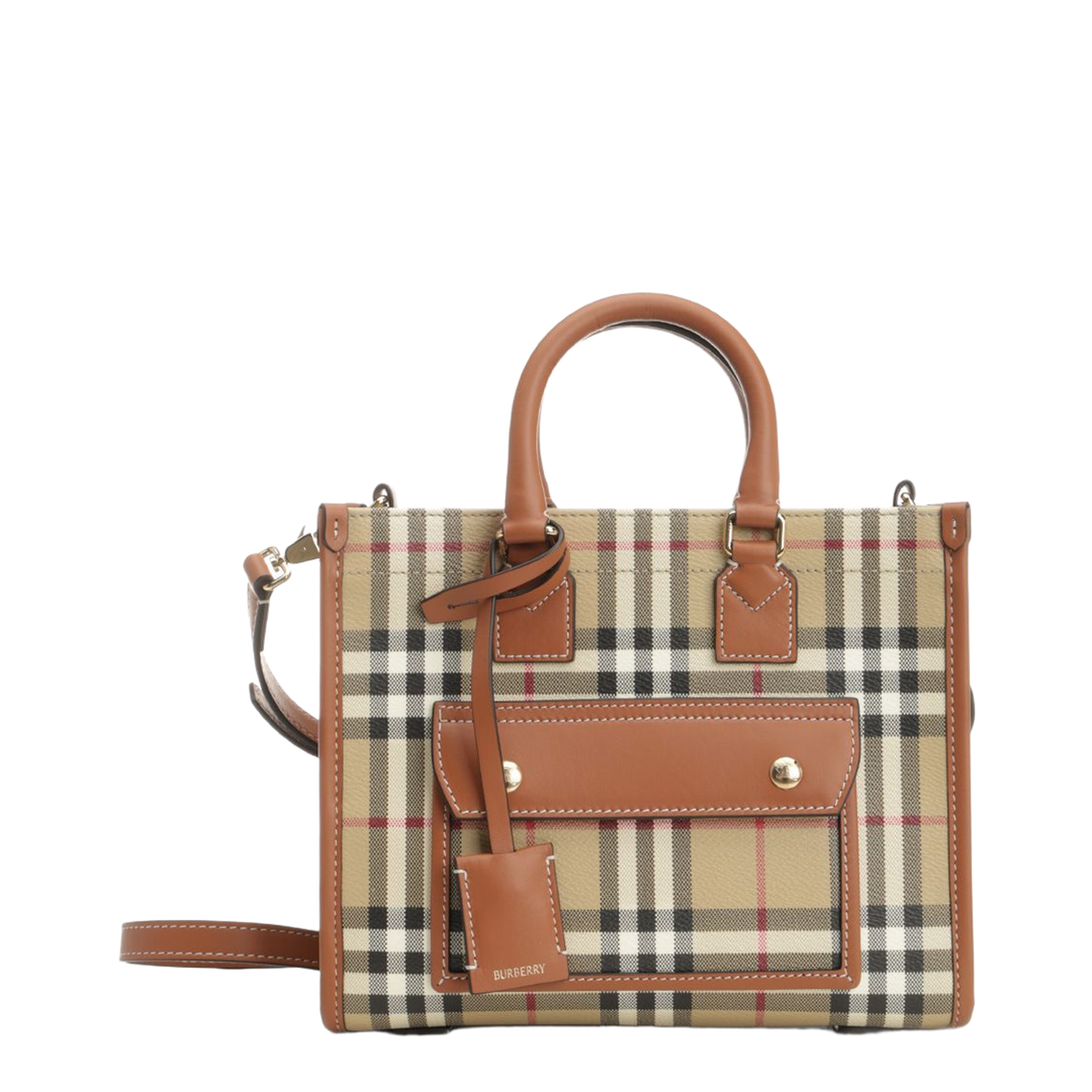 Mini Freya Tote Bag in Check Coated Cotton Blend