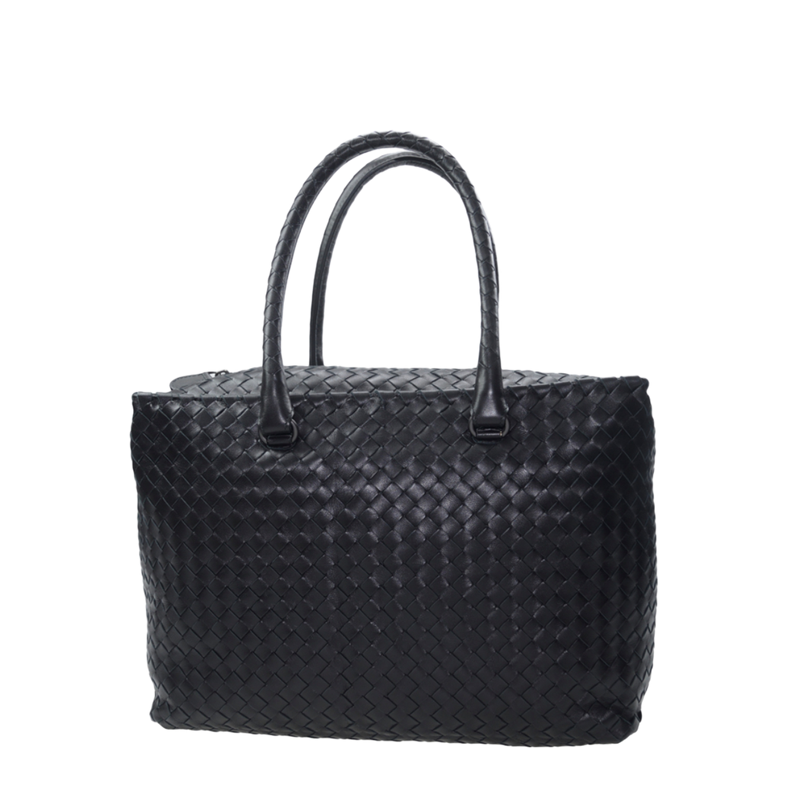 Intrecciato Small Leather Tote Bags - Black