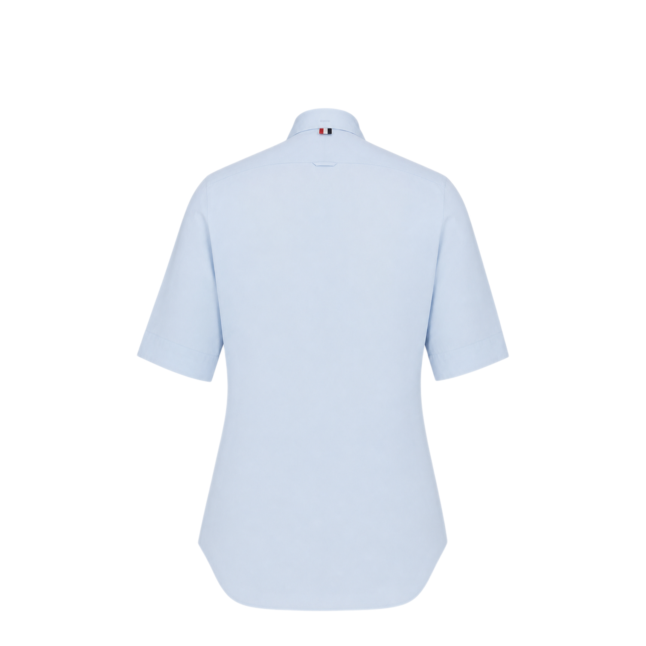 MAYFEYR - Thom Browne - Classic Fit Short Sleeve Shirt With Rwb Grosgrain Placket In Solid Poplin - MWS002E03113480