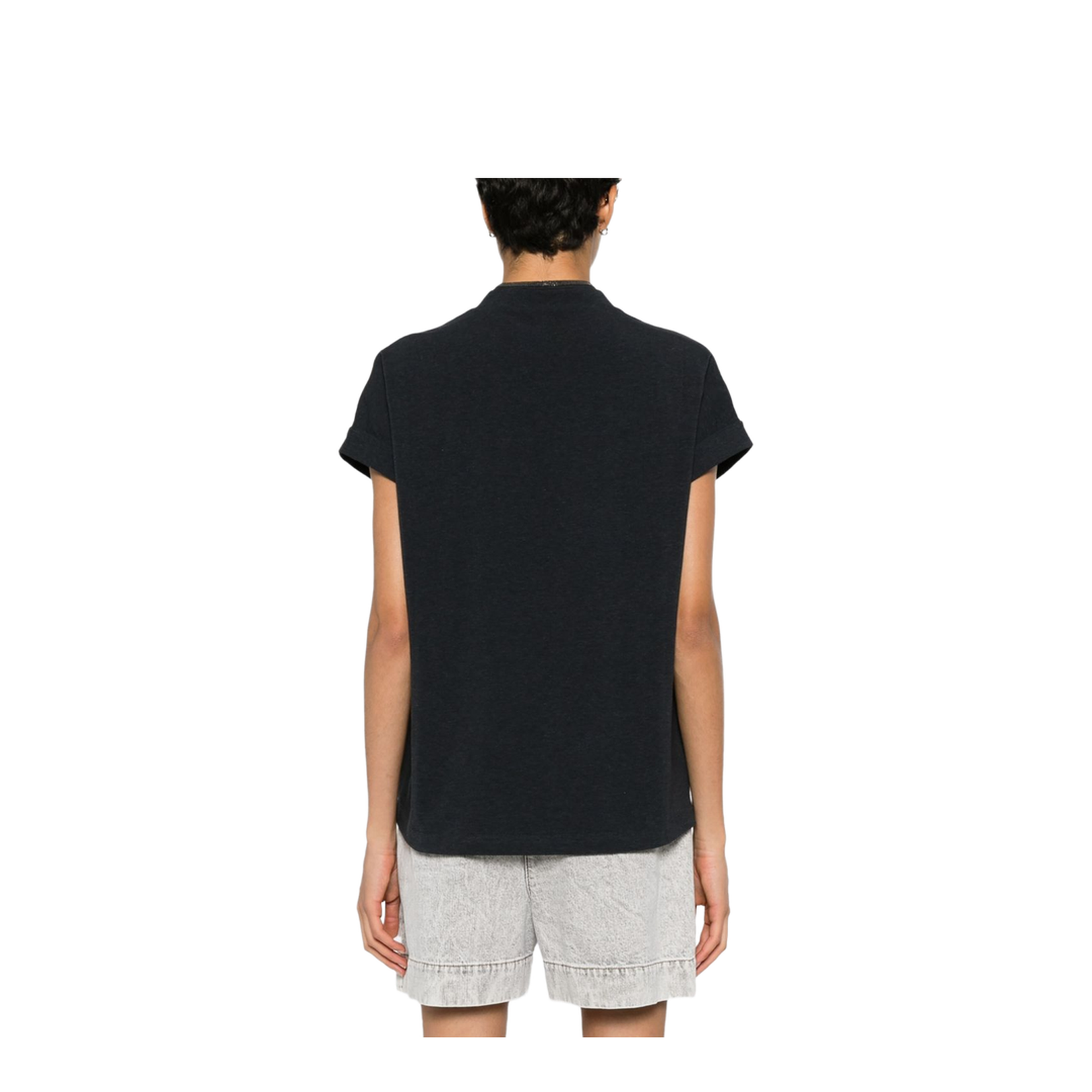 Cotton V-necked T-shirt - Grey
