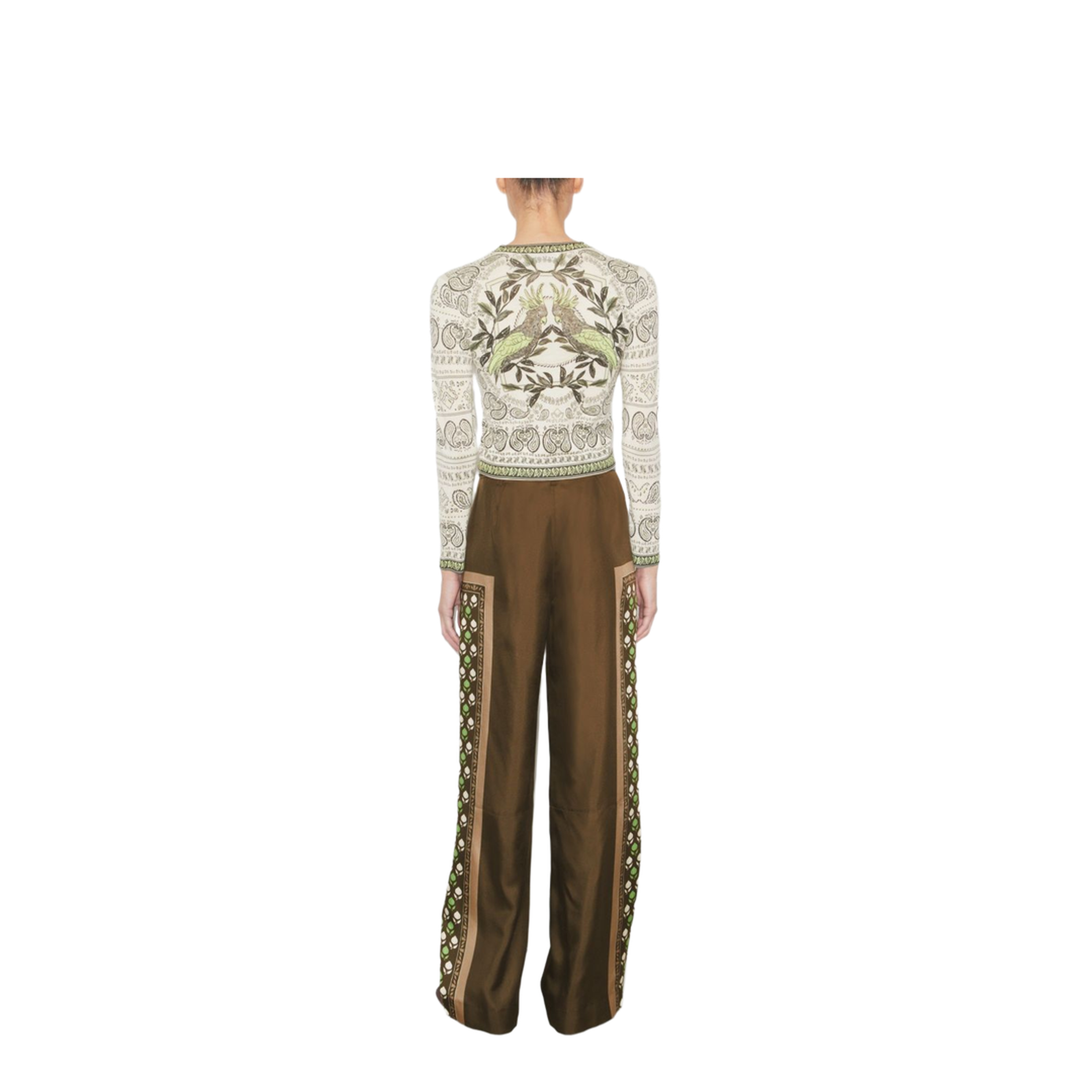Wide-Leg Silk Pants Brown