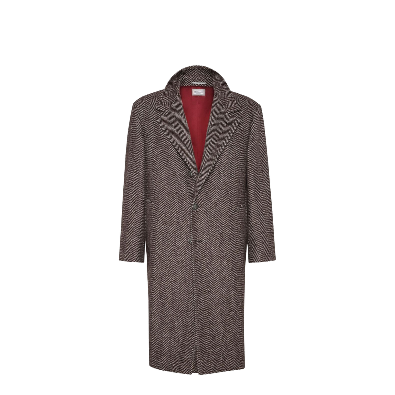 Beige Coat with Frontal Logo Buttons Closure