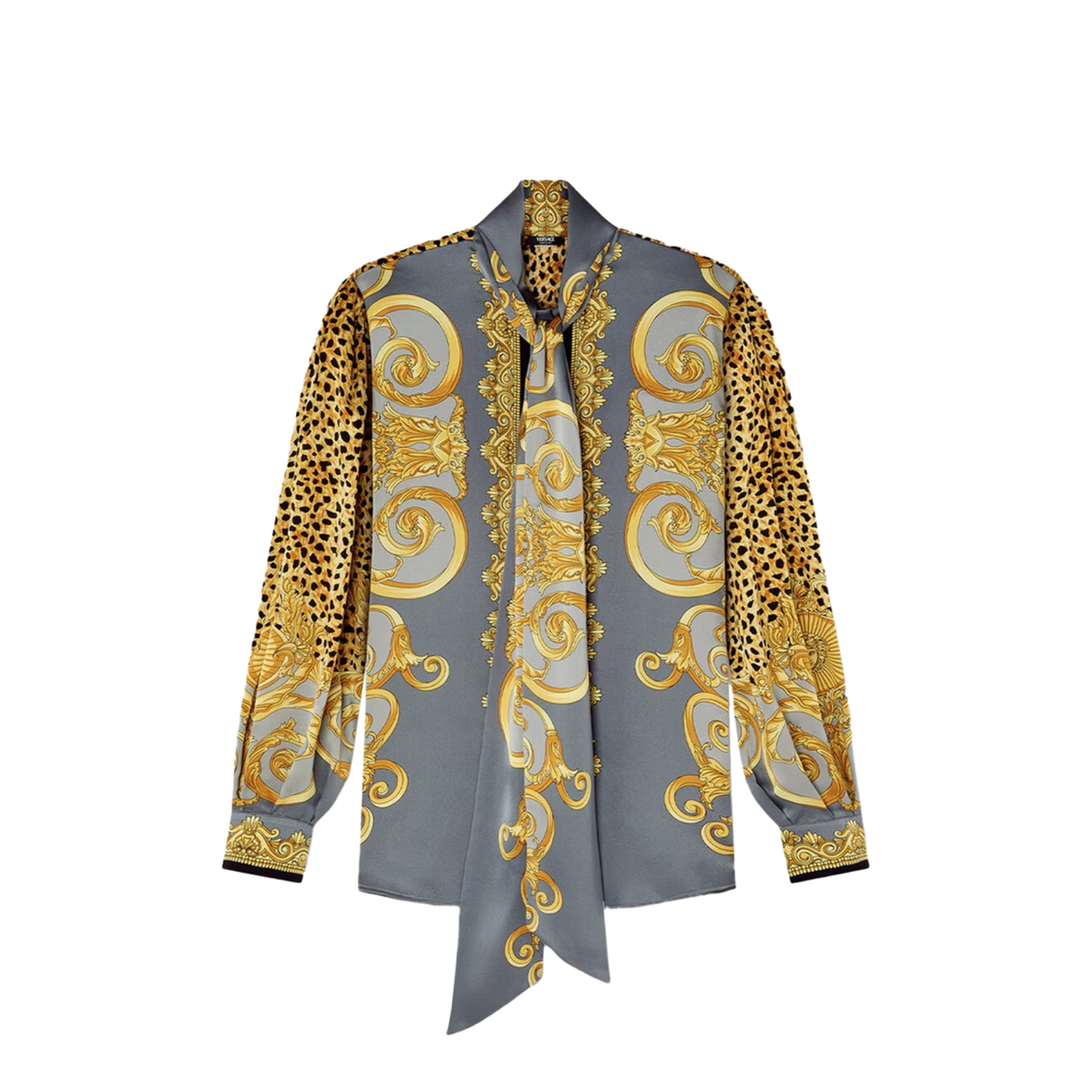 Cheetah Foulard Lavallière Silk Shirt