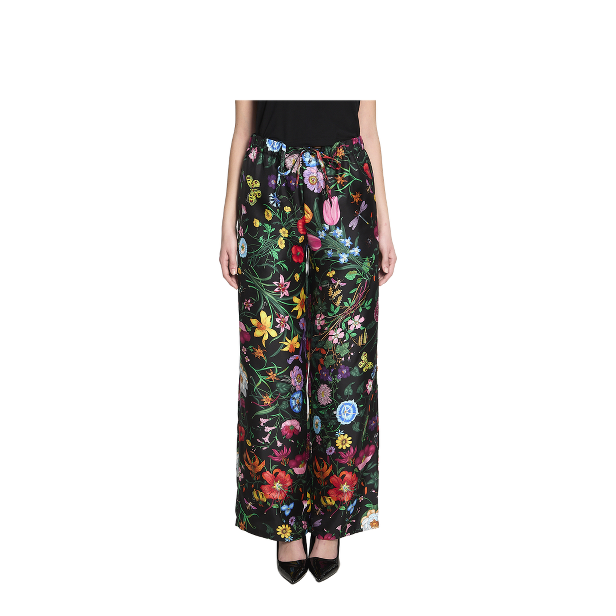 Printed Silk Twill Trousers