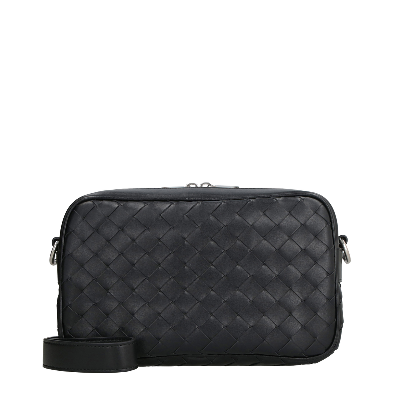 Intrecciato Small Leather Camera Bags - Black