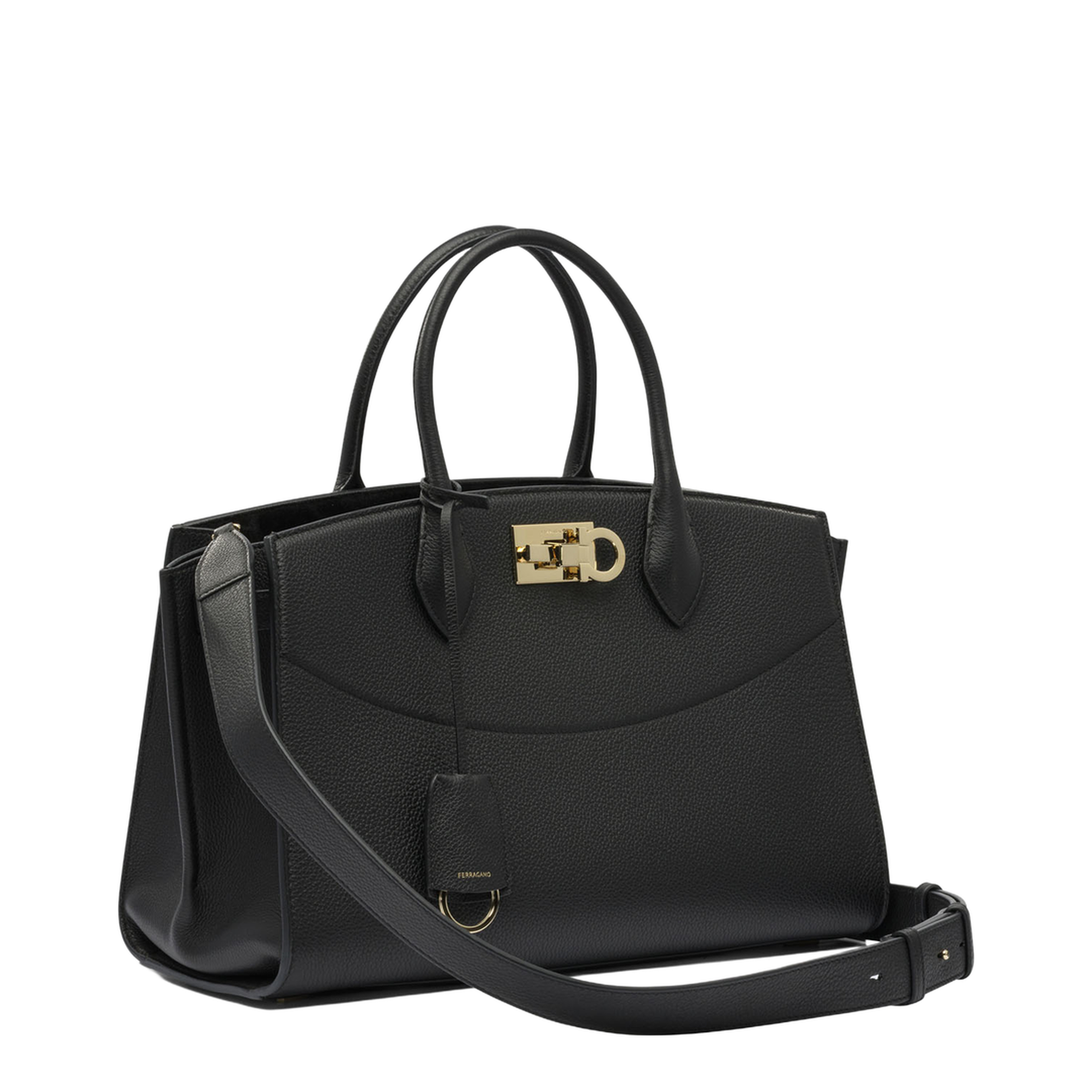 Studio Soft Large Calf Leather Top-Handle Bag - Nero