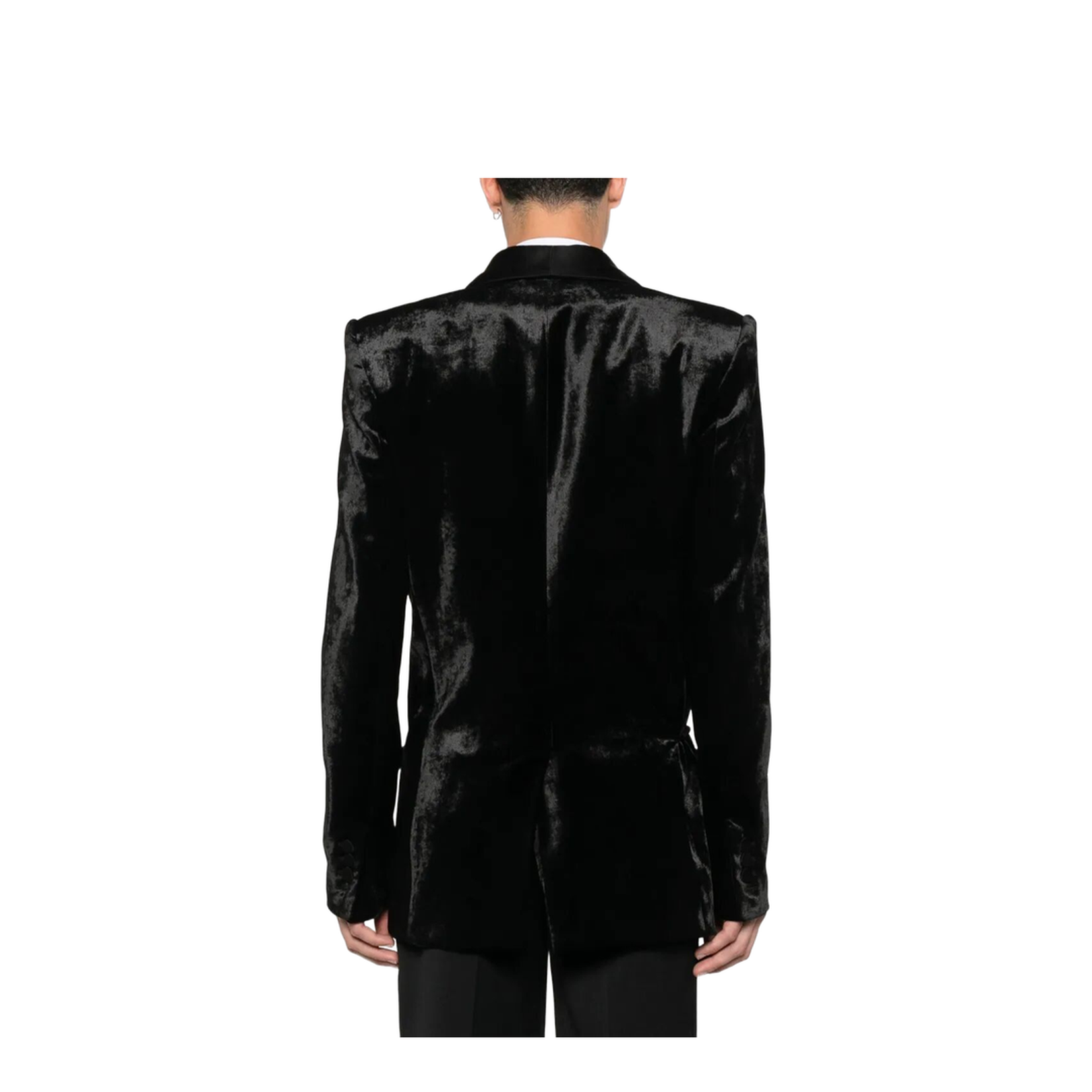 Velvet & Satin Side Belted Jacket with Tassel