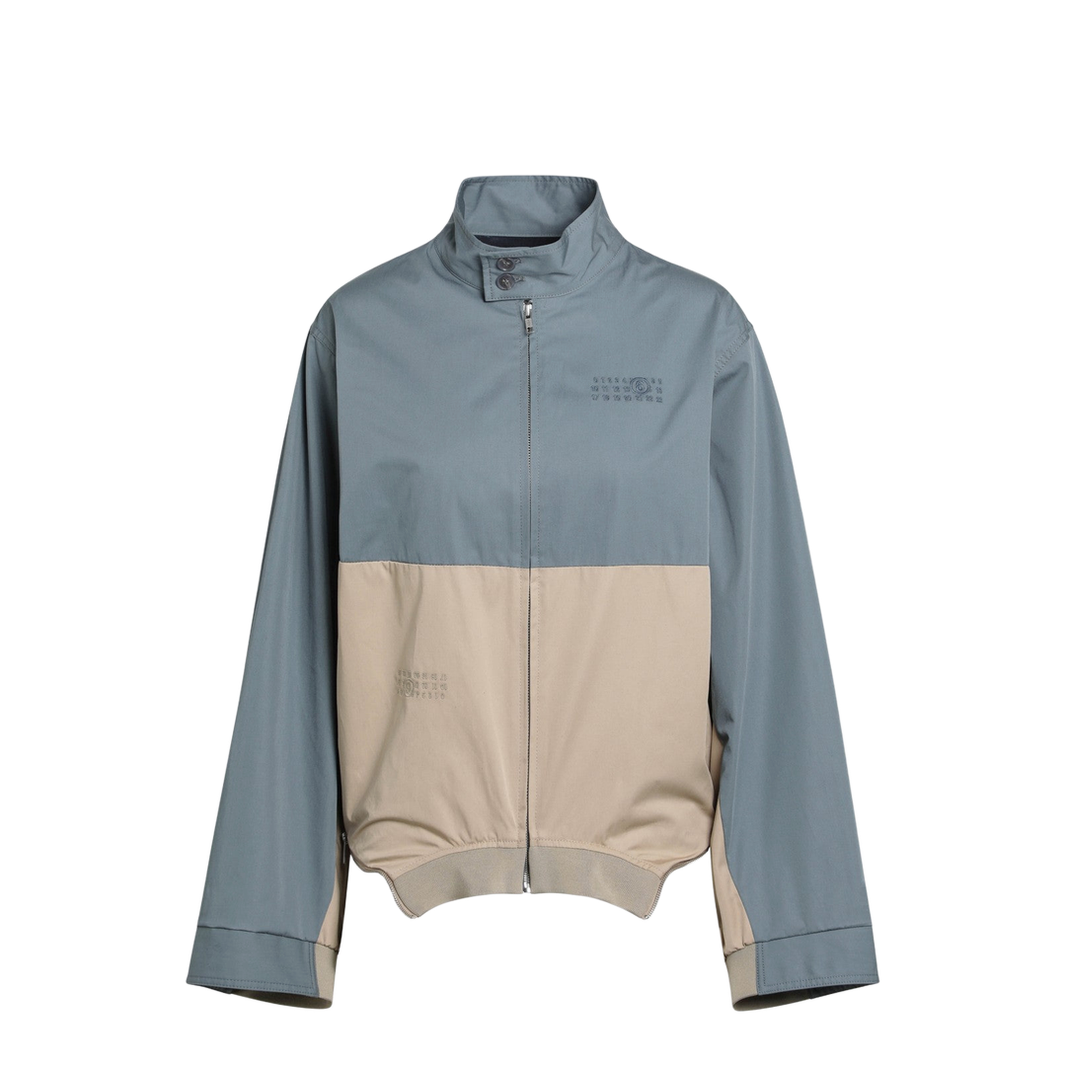 Blue-grey/beige double-breasted jacket