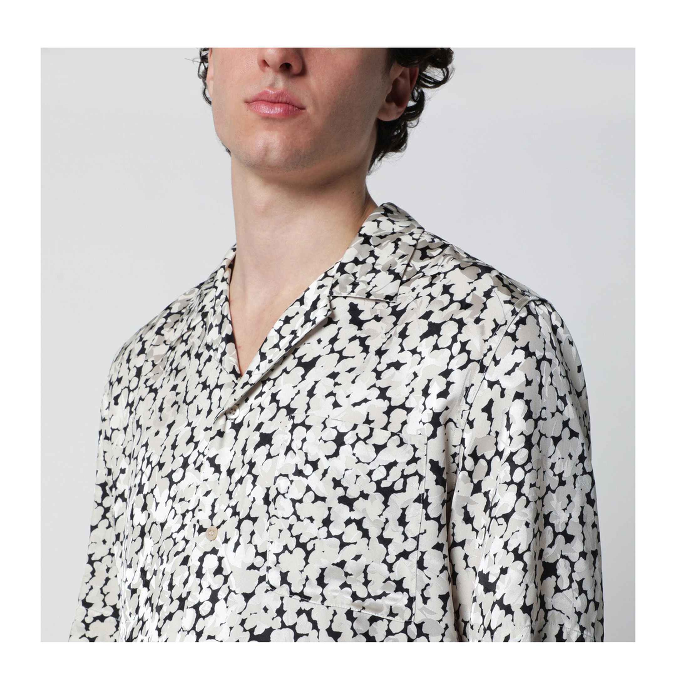 Viscose Shirt with Black/Ecru Pattern