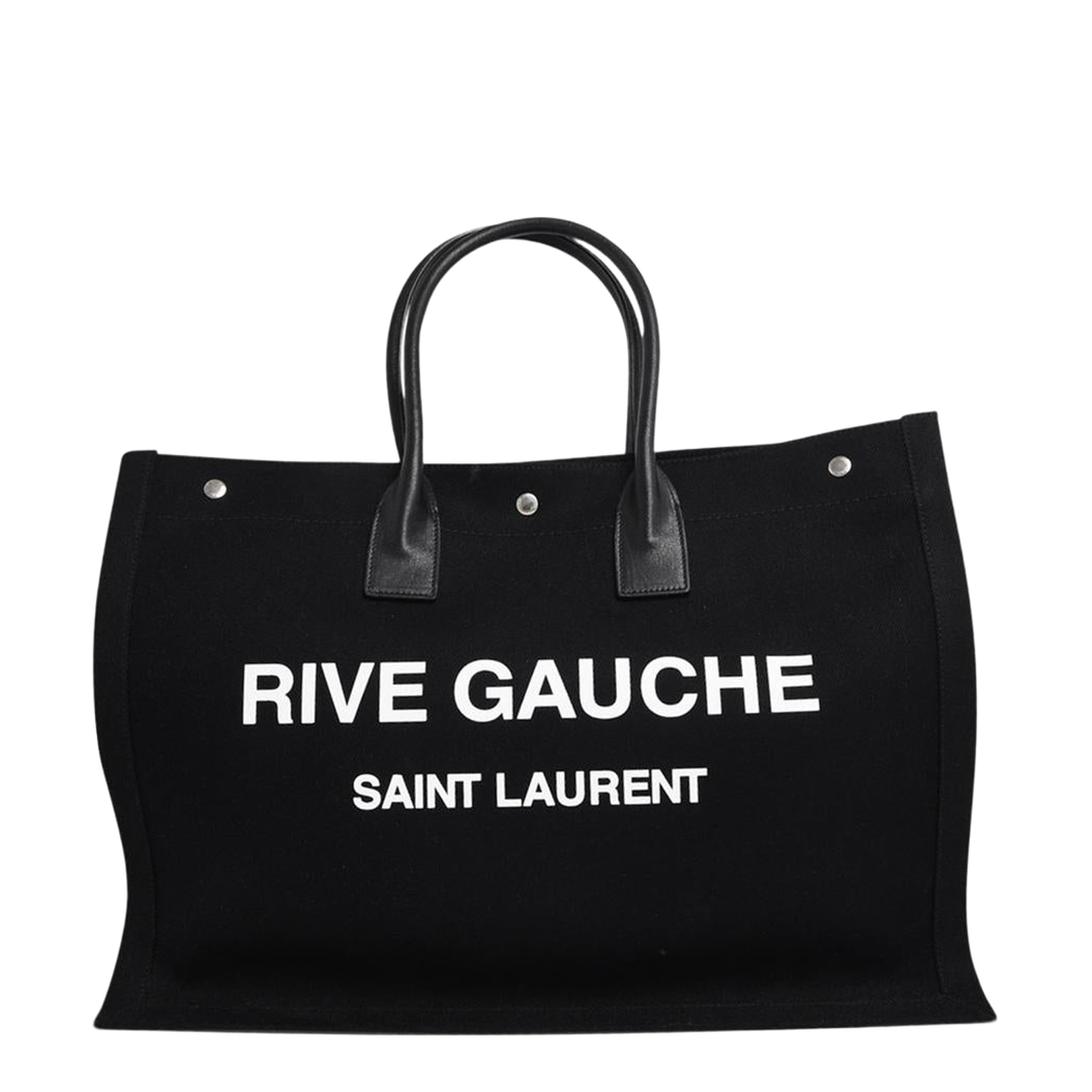 Rive Gauche Large Canvas Shopper Bags - Black