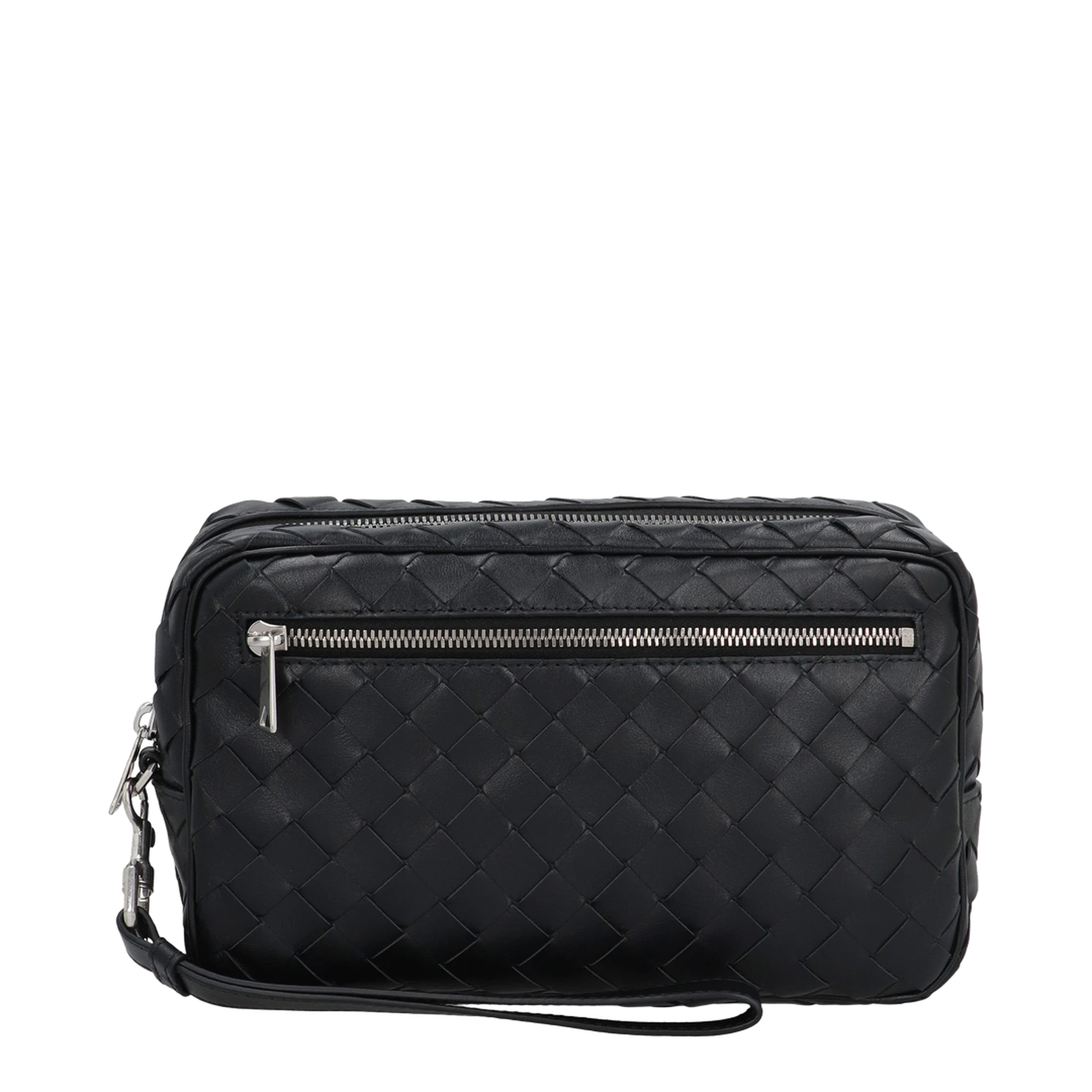 Intrecciato Leather Pouch - Black