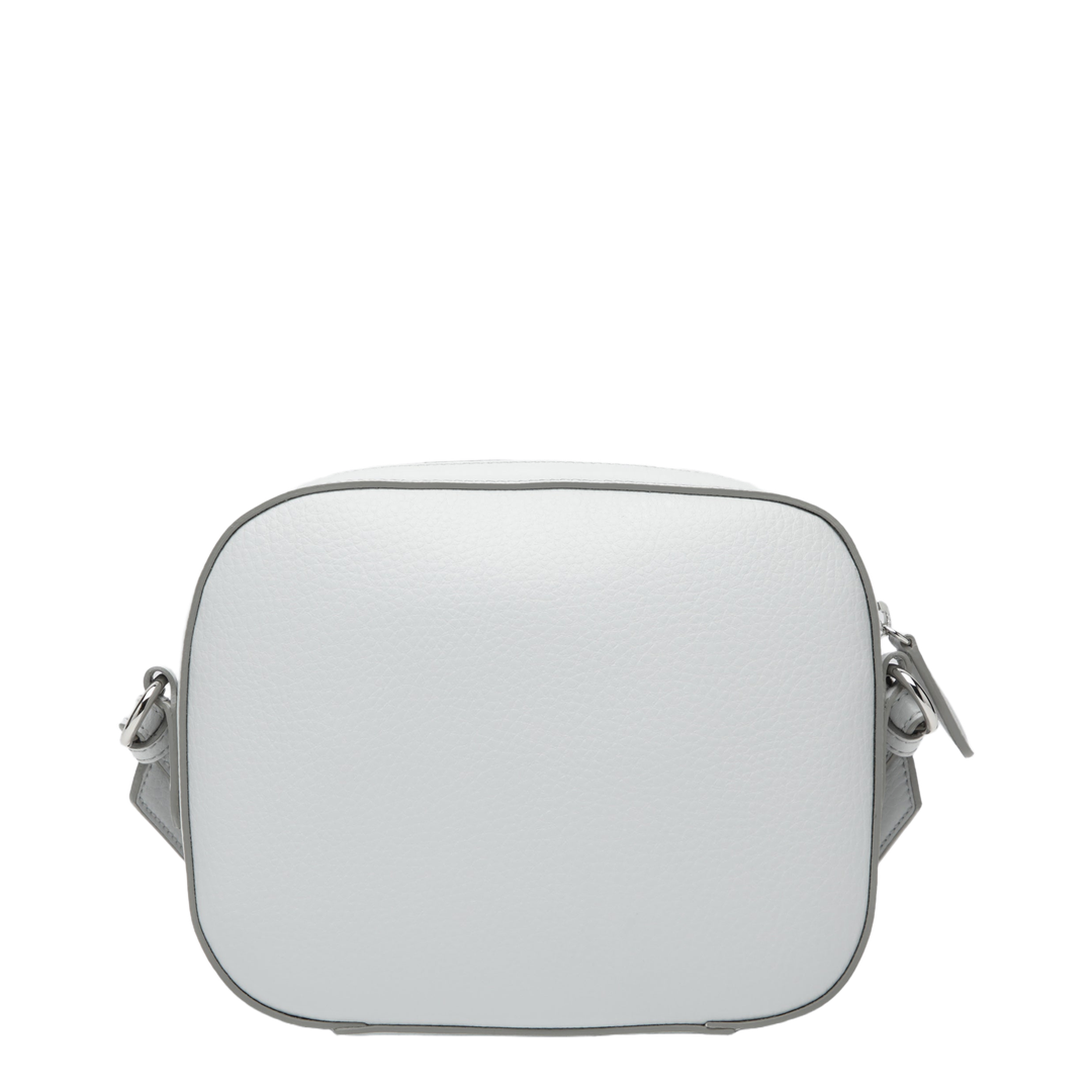 Pearl Grey Camera Bag with Logo and Shoulder Strap