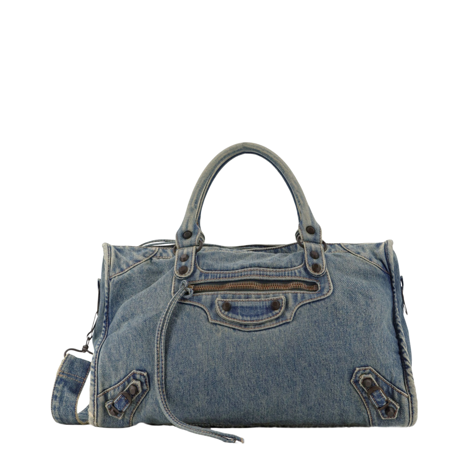 City Medium Denim Shoulder Bag