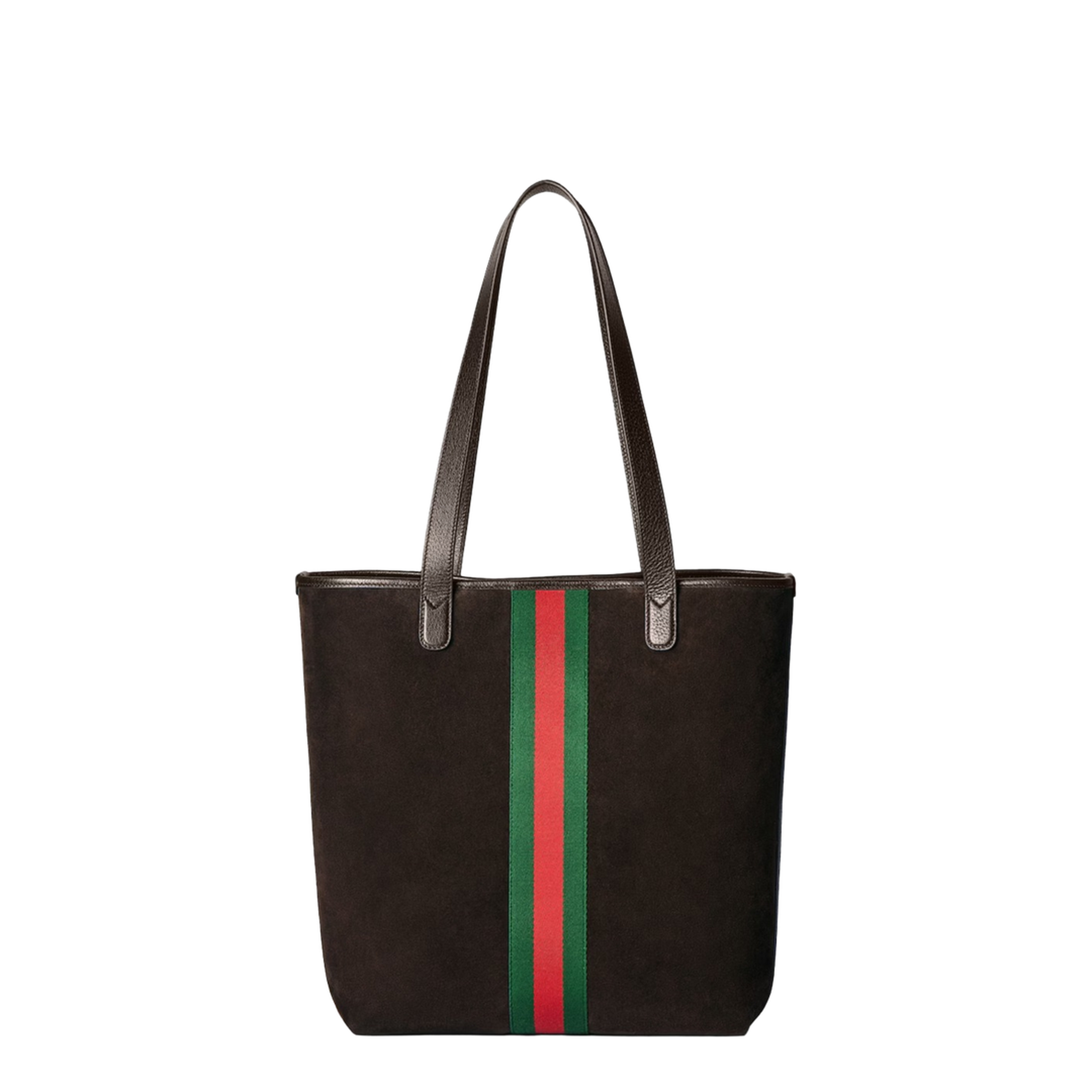 Ophidia Medium Tote Bag in Dark Brown Suede