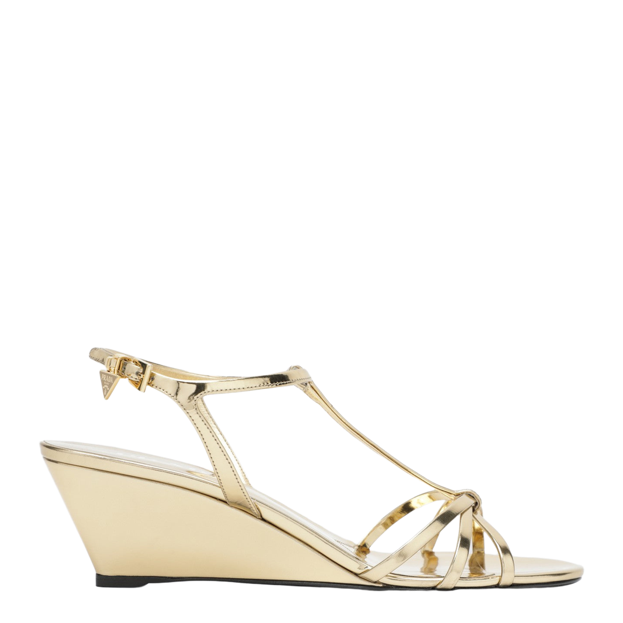 Platinum Leather Wedge Sandals