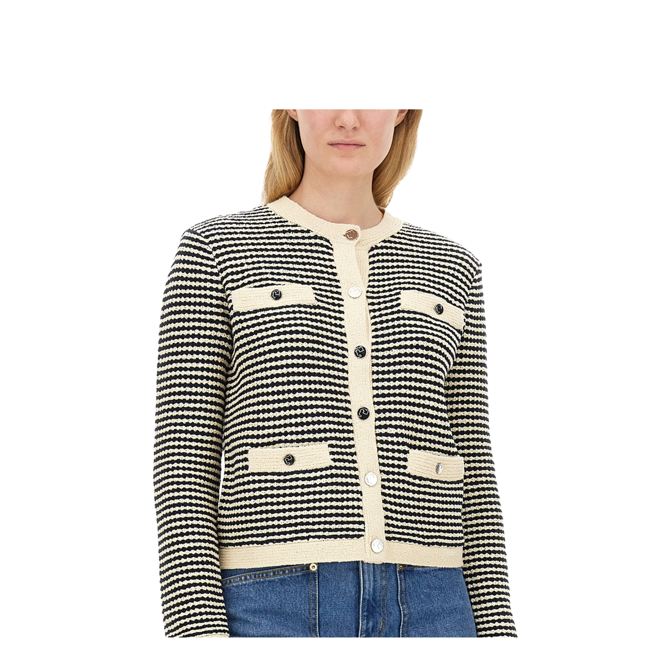 Kendra Contrasting-trim Striped Cardigan