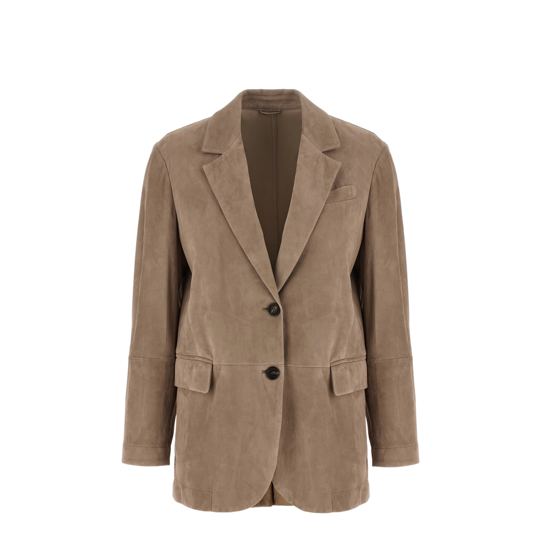 Suede Single-Breasted Blazer Brown