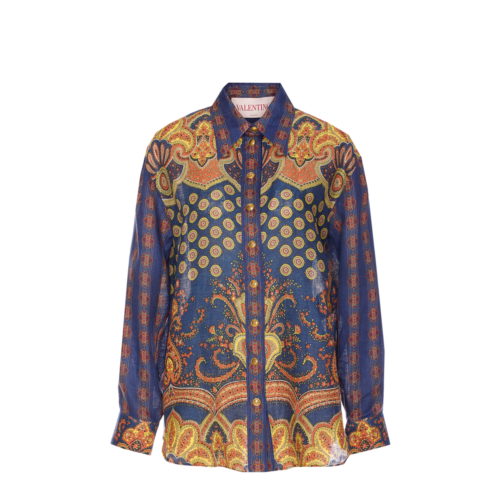 Paisley Linen Shirt With Medaglioni Voyage