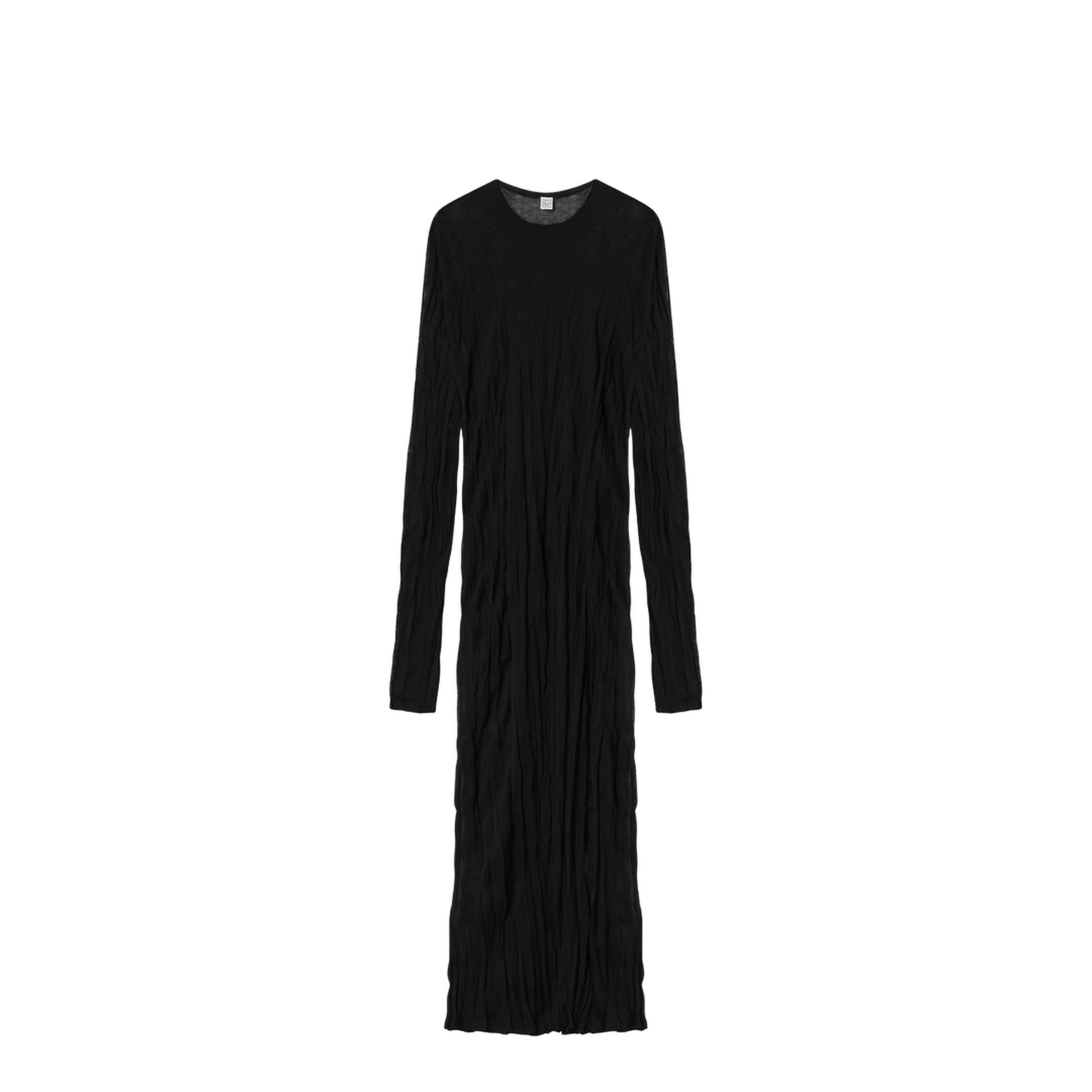 MAYFEYR - Toteme - Crinkled Knit Maxi Dress With Long Sleeves In Black - 262-WRD0326YA0244001