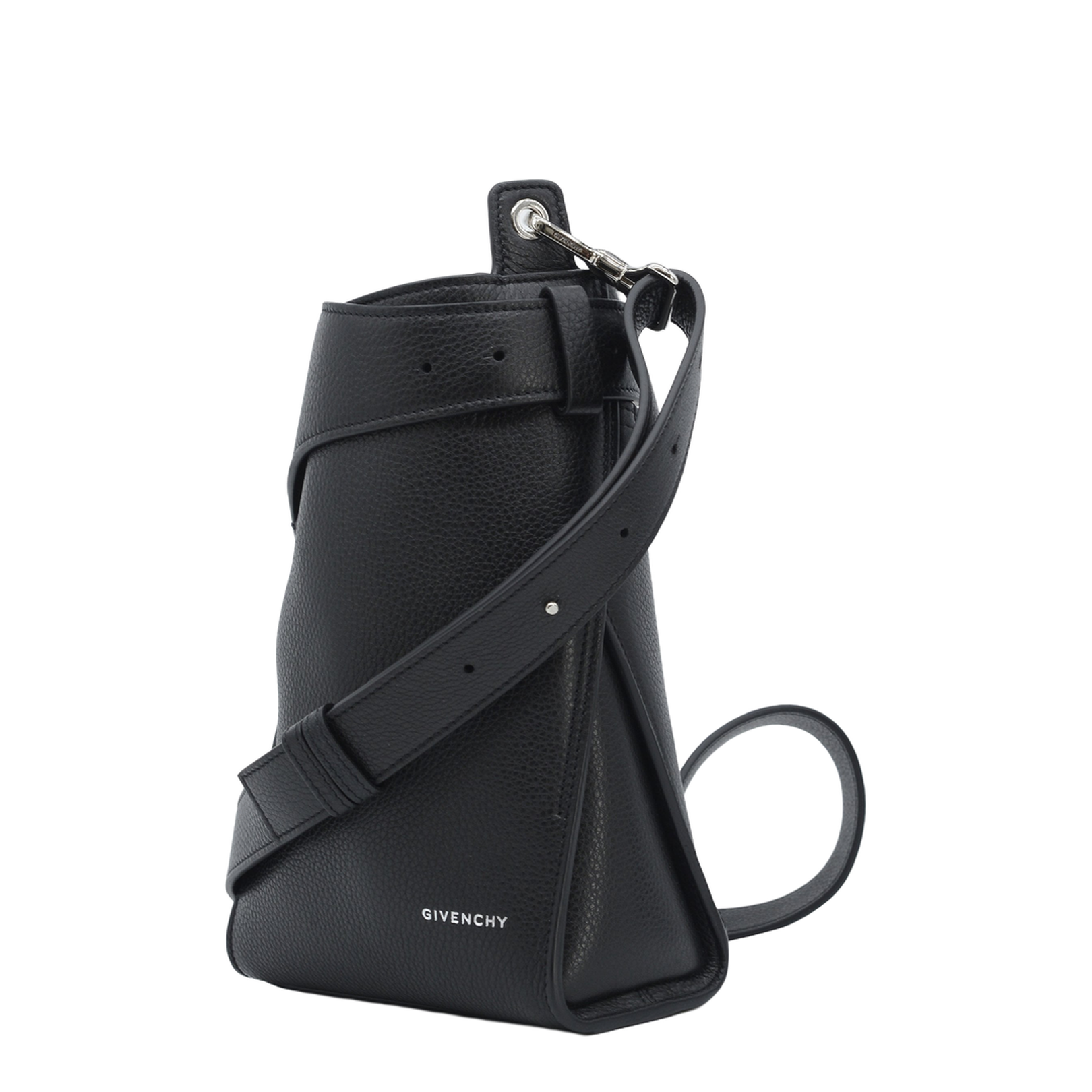 Small Belted Hobo Bag in Grained Leather