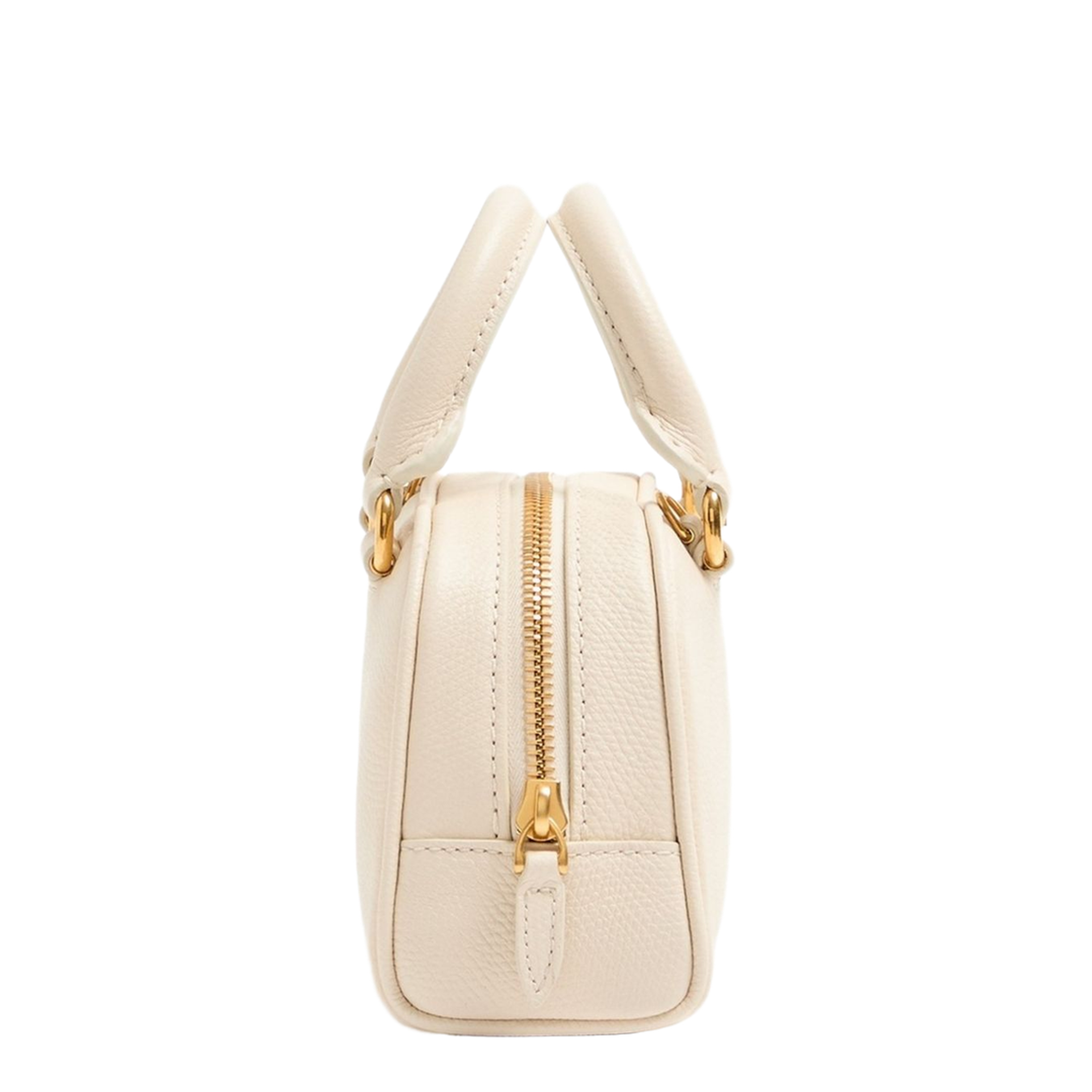 VLogo Signature Mini Grainy Calfskin Bowling Bag - Light Ivory