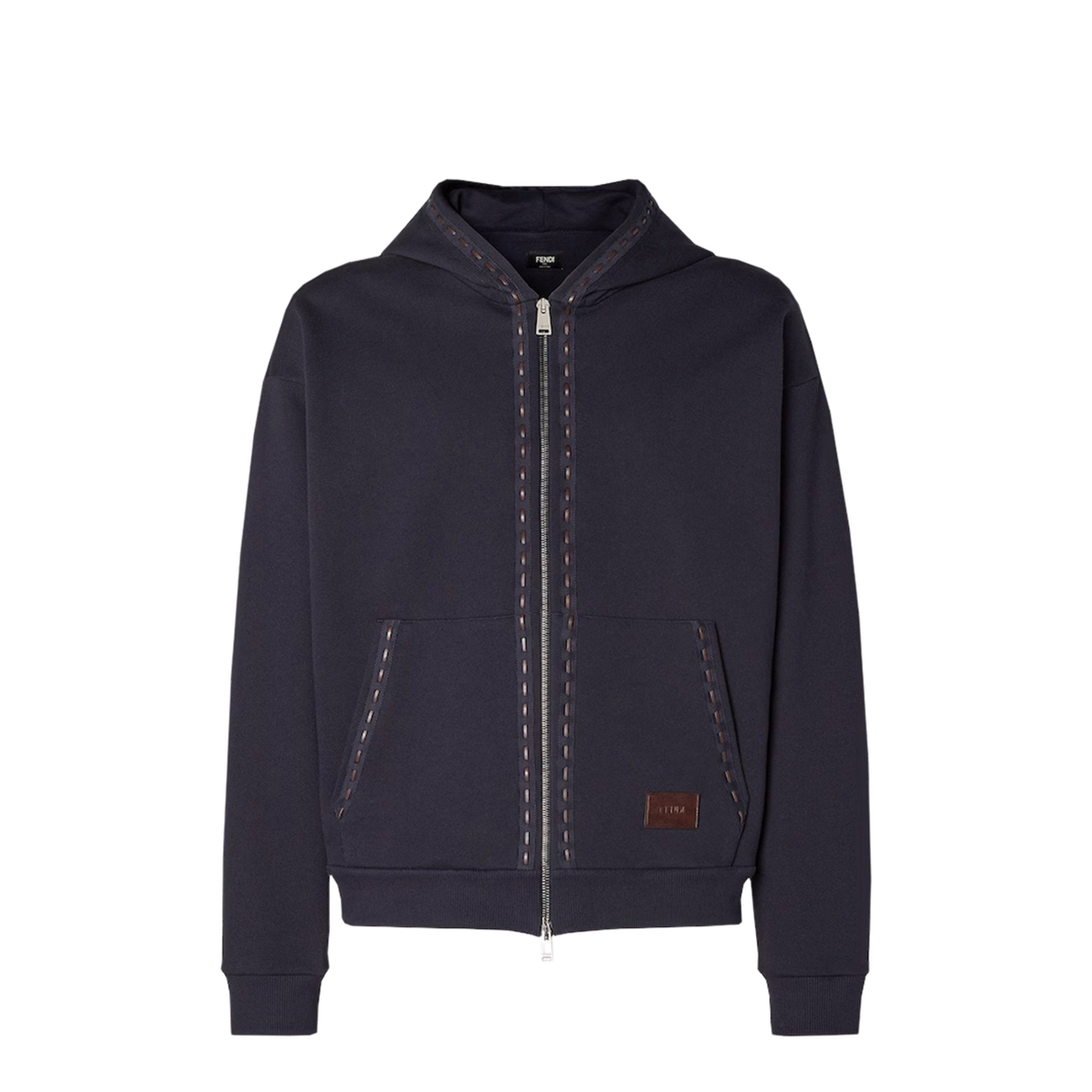 Navy Blue Cotton Zip-Up Hoodie
