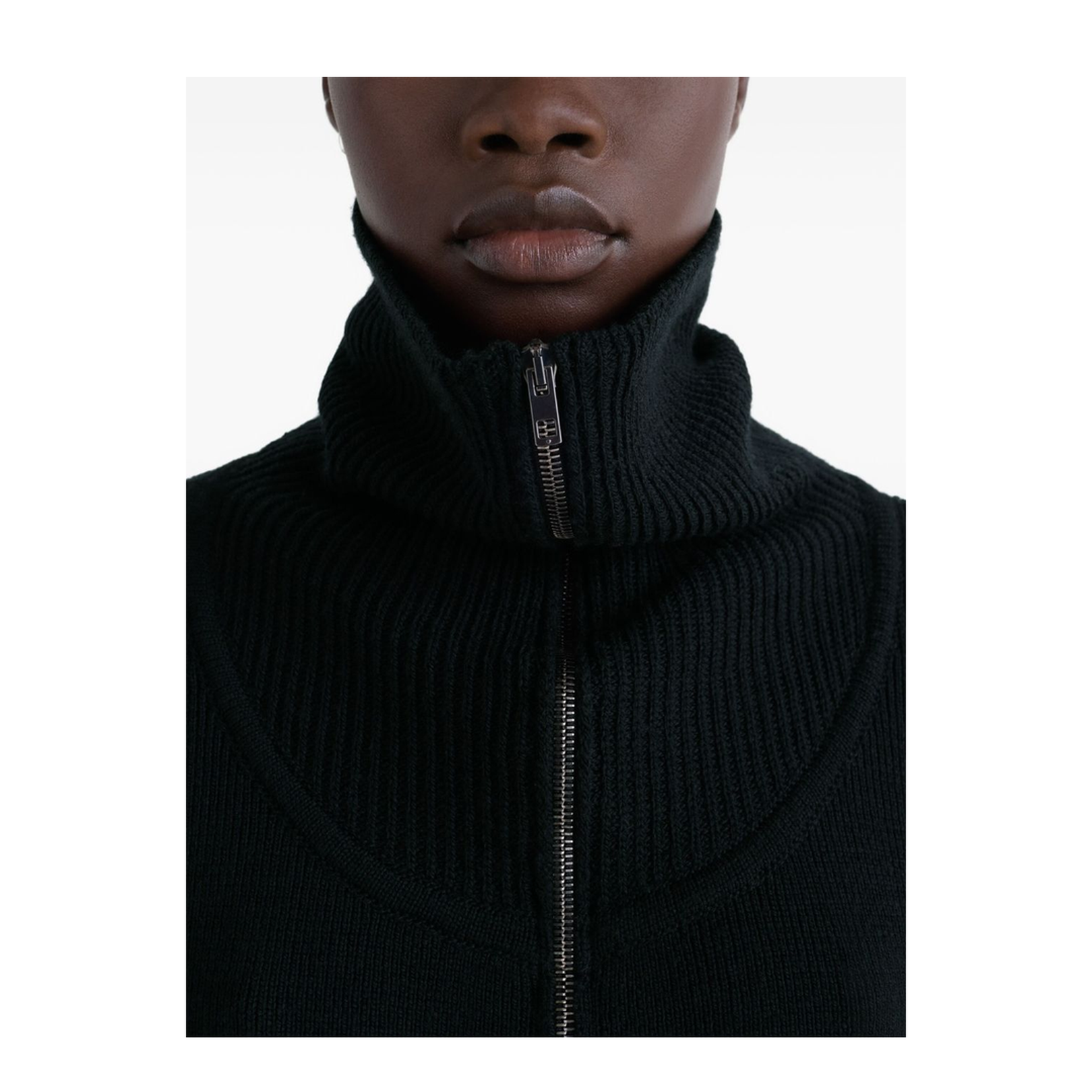 Black Ribbed Knit Half-Zip Jumper