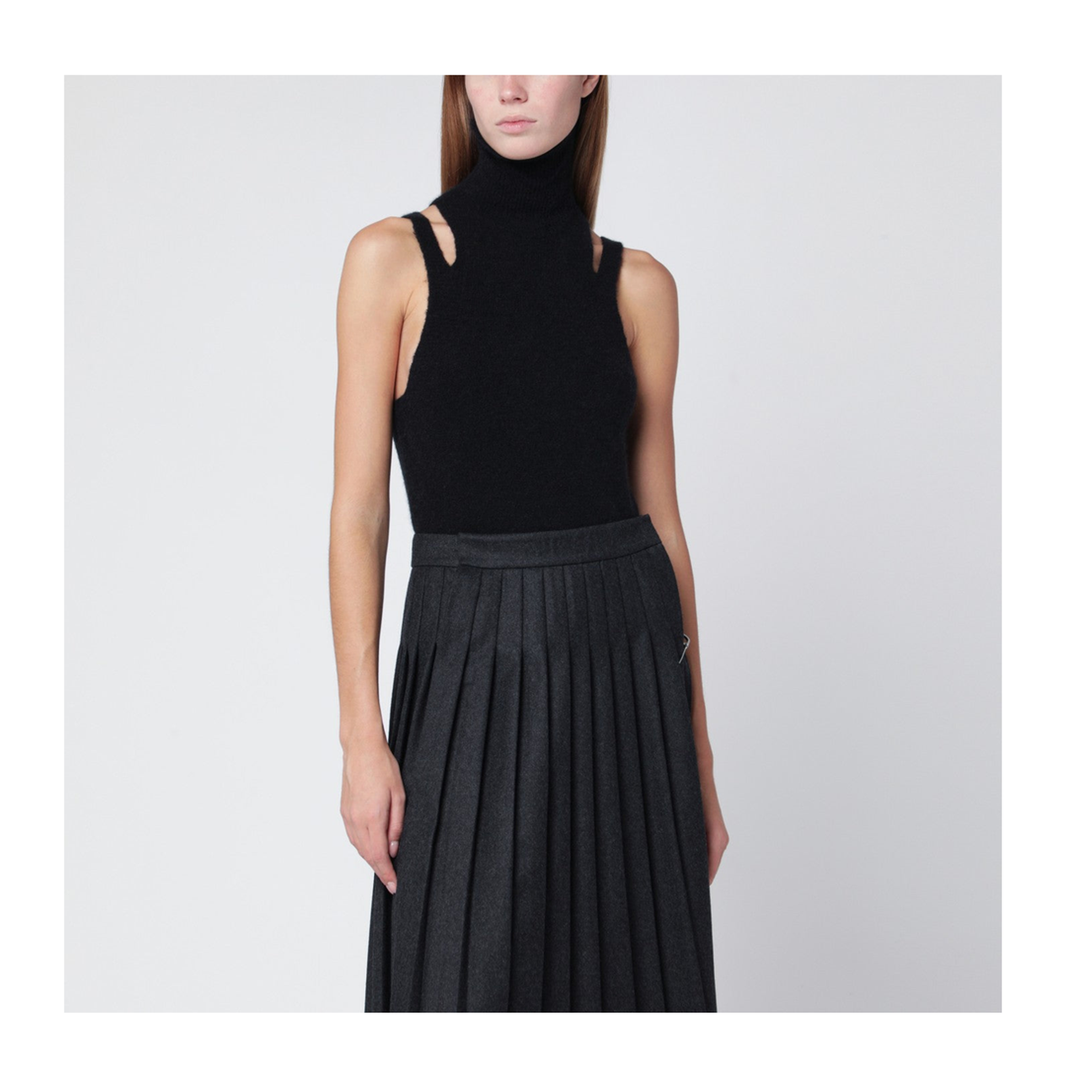 MAYFEYR - Roberto Collina - Black Cashmere Blend Turtleneck Top - 253F01014WOF0109