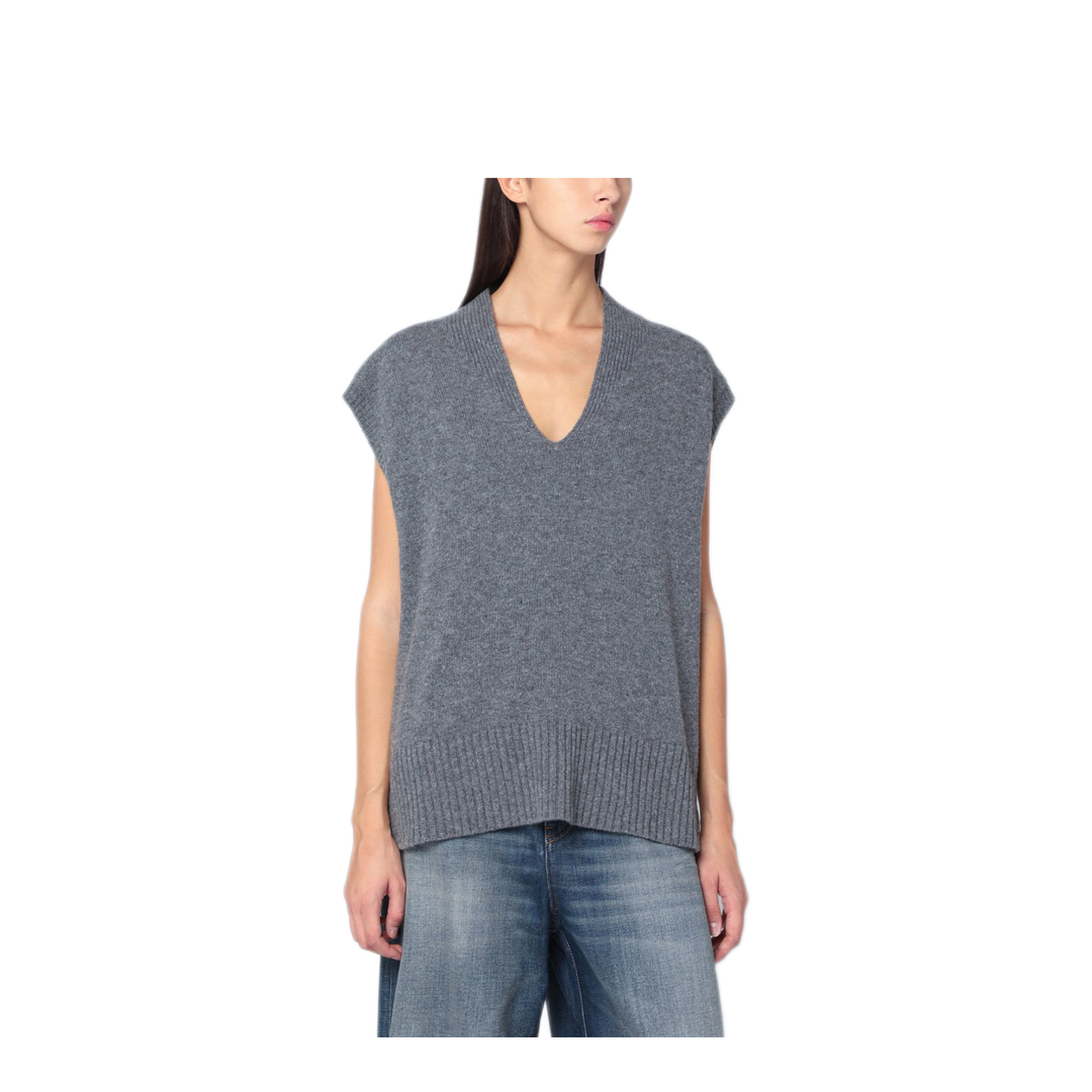 MAYFEYR - Roberto Collina - Oversized Grey Wool Vest - 253F20016WOF2018