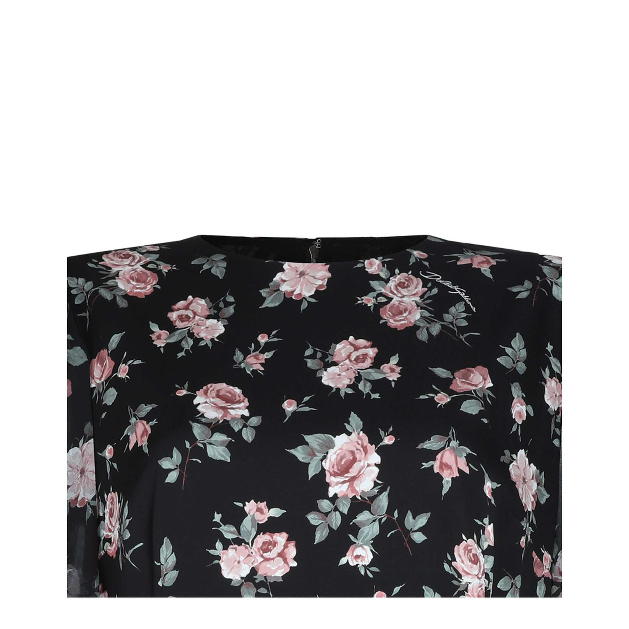 Vintage Roses-Print Charmeuse Dress