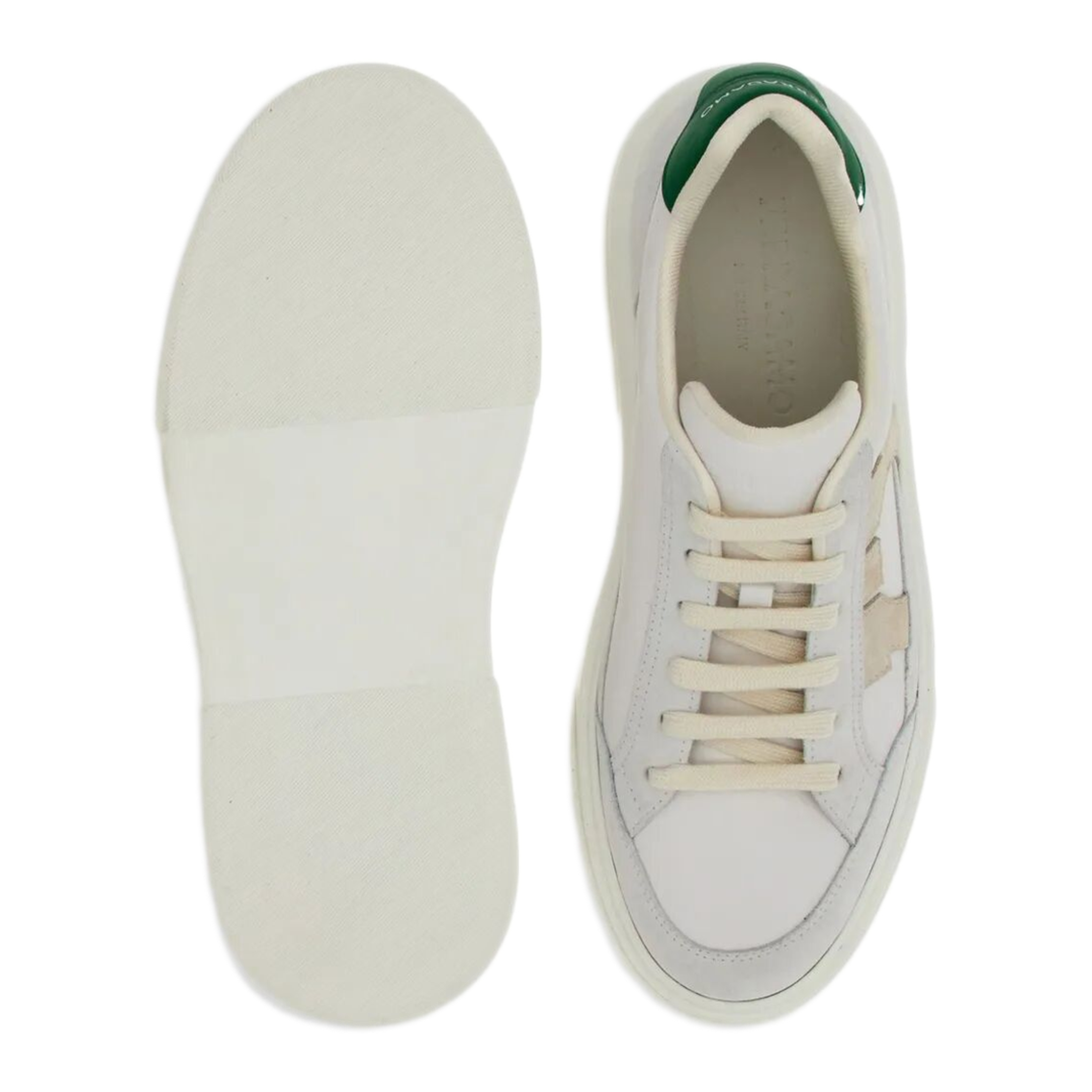 MAYFEYR - Ferragamo - Leather Sneakers With Gancini Patch - 0235880769881BIANCO