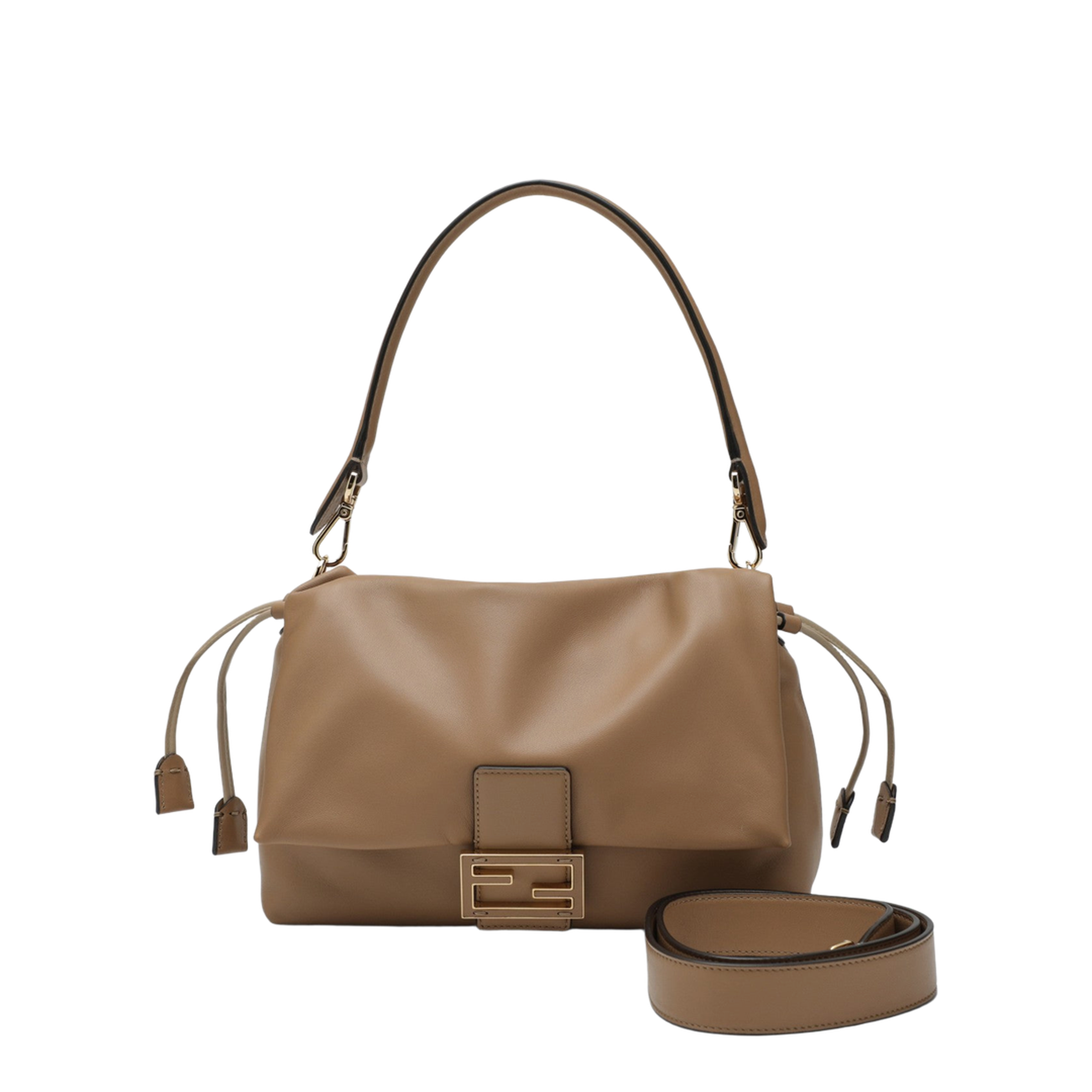 Mamma Baguette Medium Leather Shoulder Bag - Beige