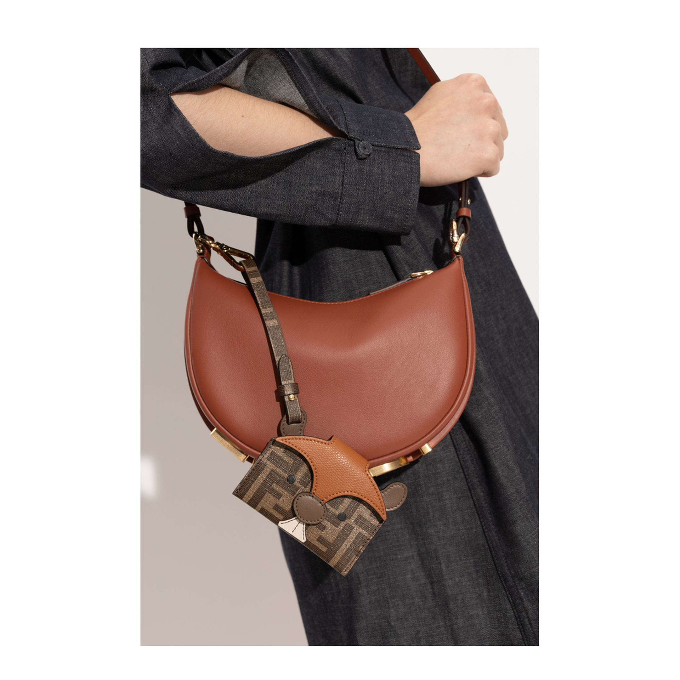 Best Friends Forever Card Case Fabric Brown