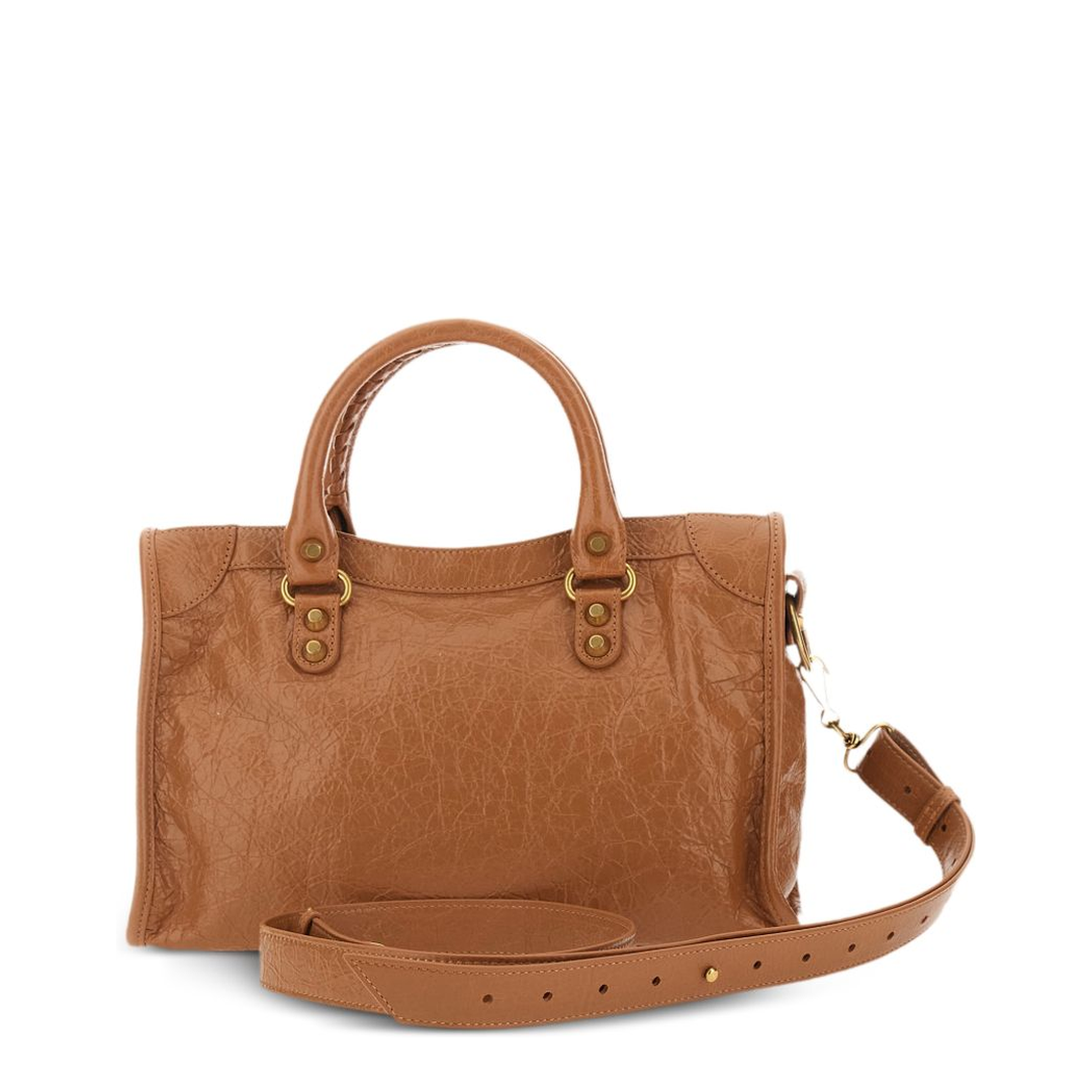 Small Beige Antique Gold City Bag