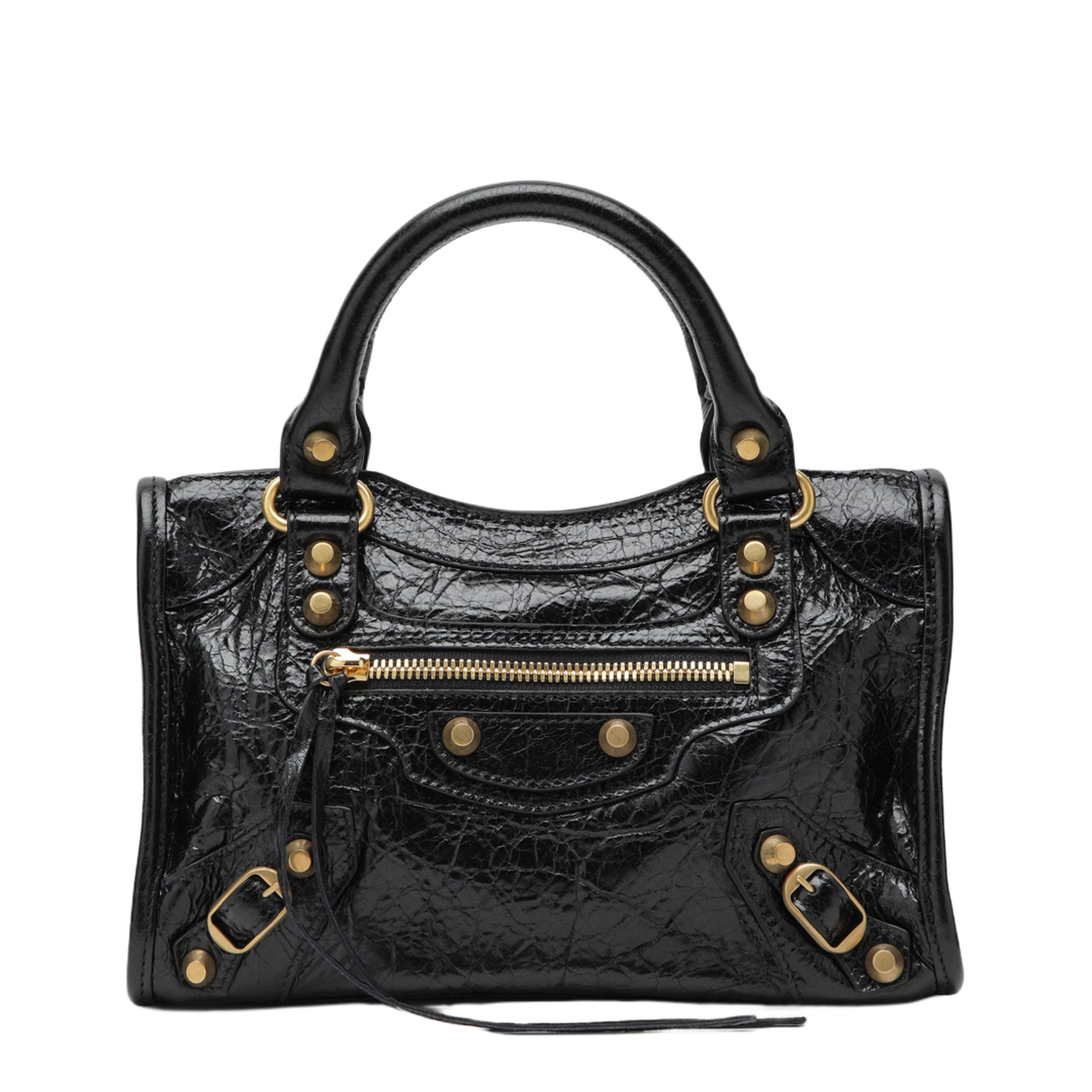 Le City Mini Textured Lambskin Leather Shoulder Bag - Black