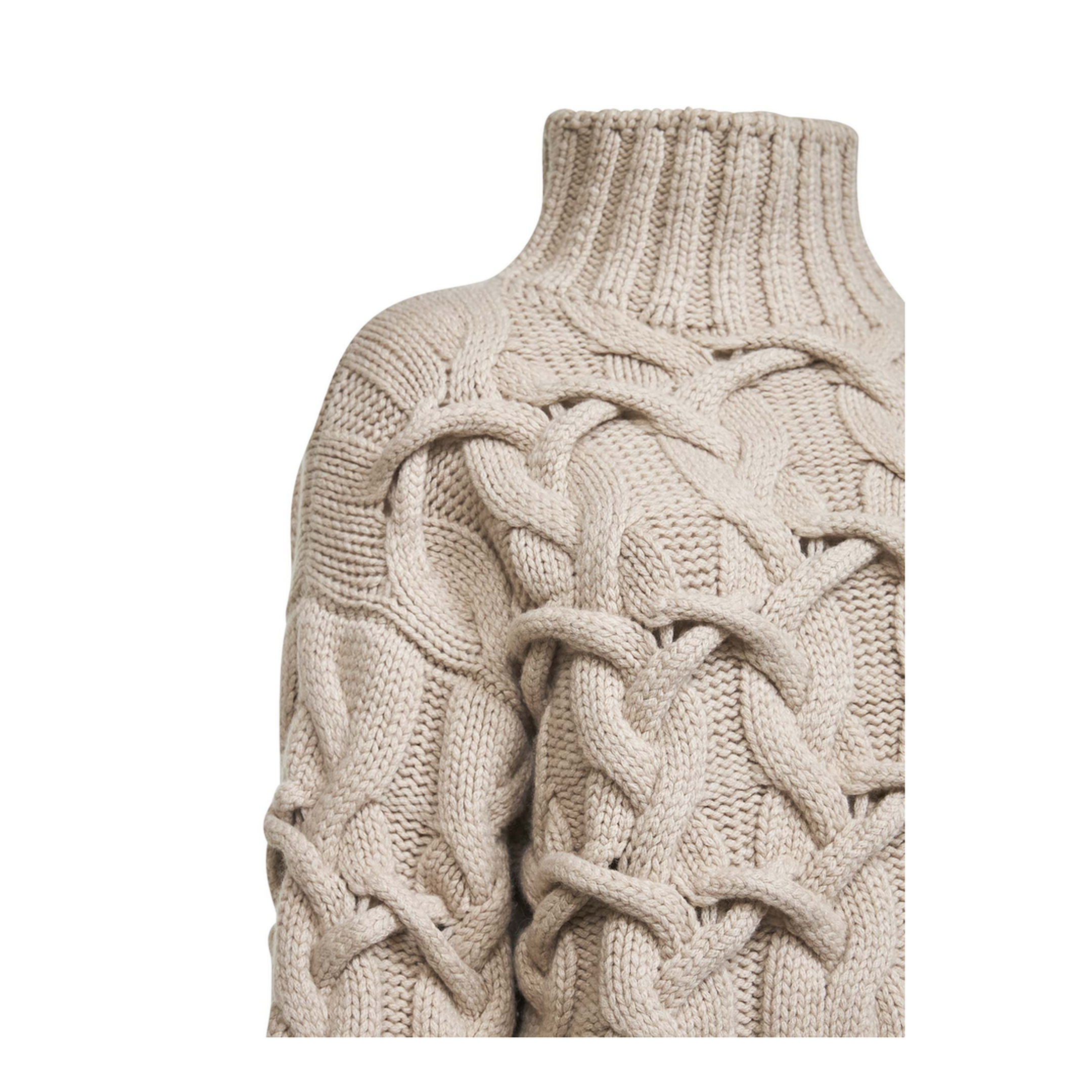 Braided Cashmere Cropped Sweater - Beige