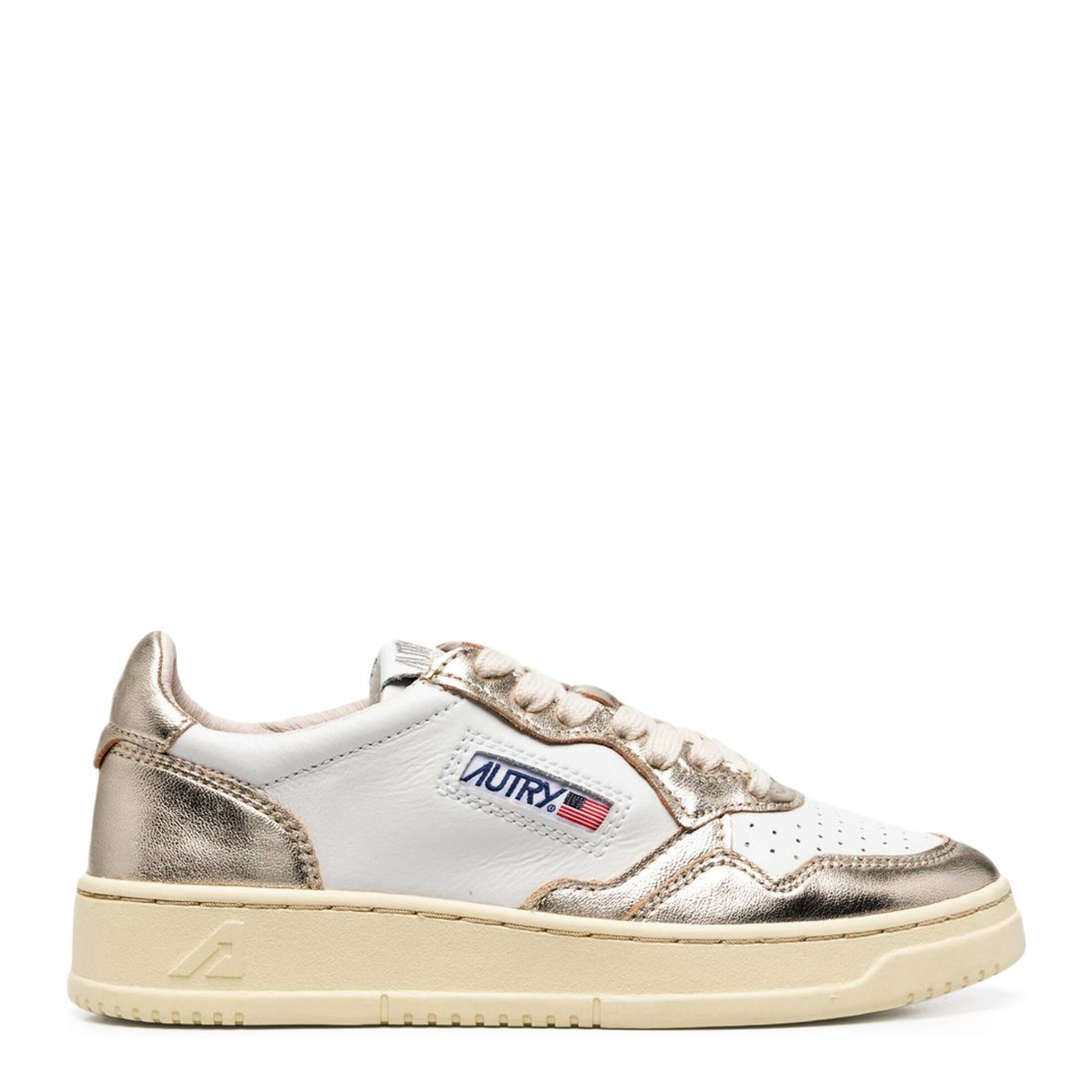 Medalist Low Biccolor Leather Sneakers White/Gold