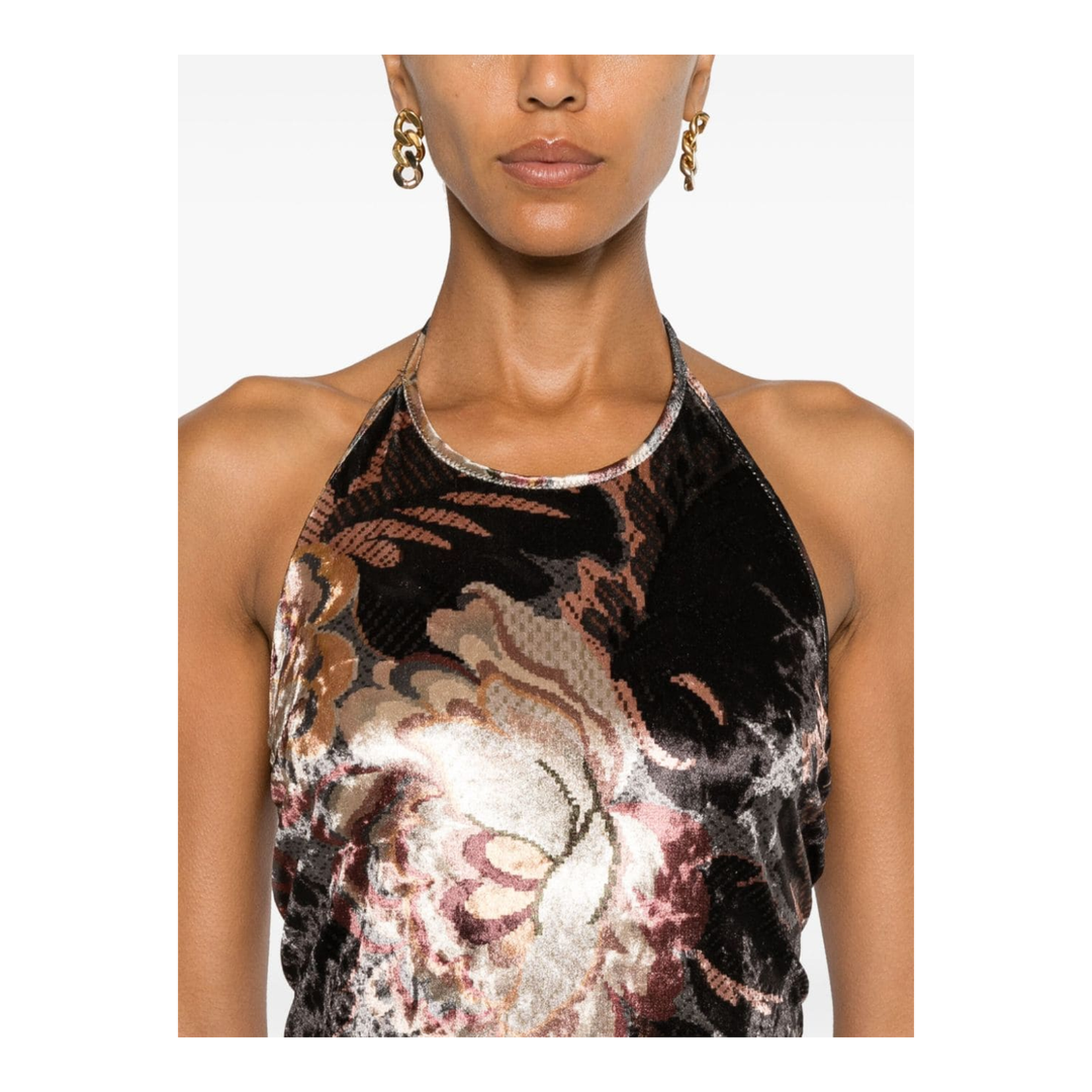 Long Printed Chenille Dress