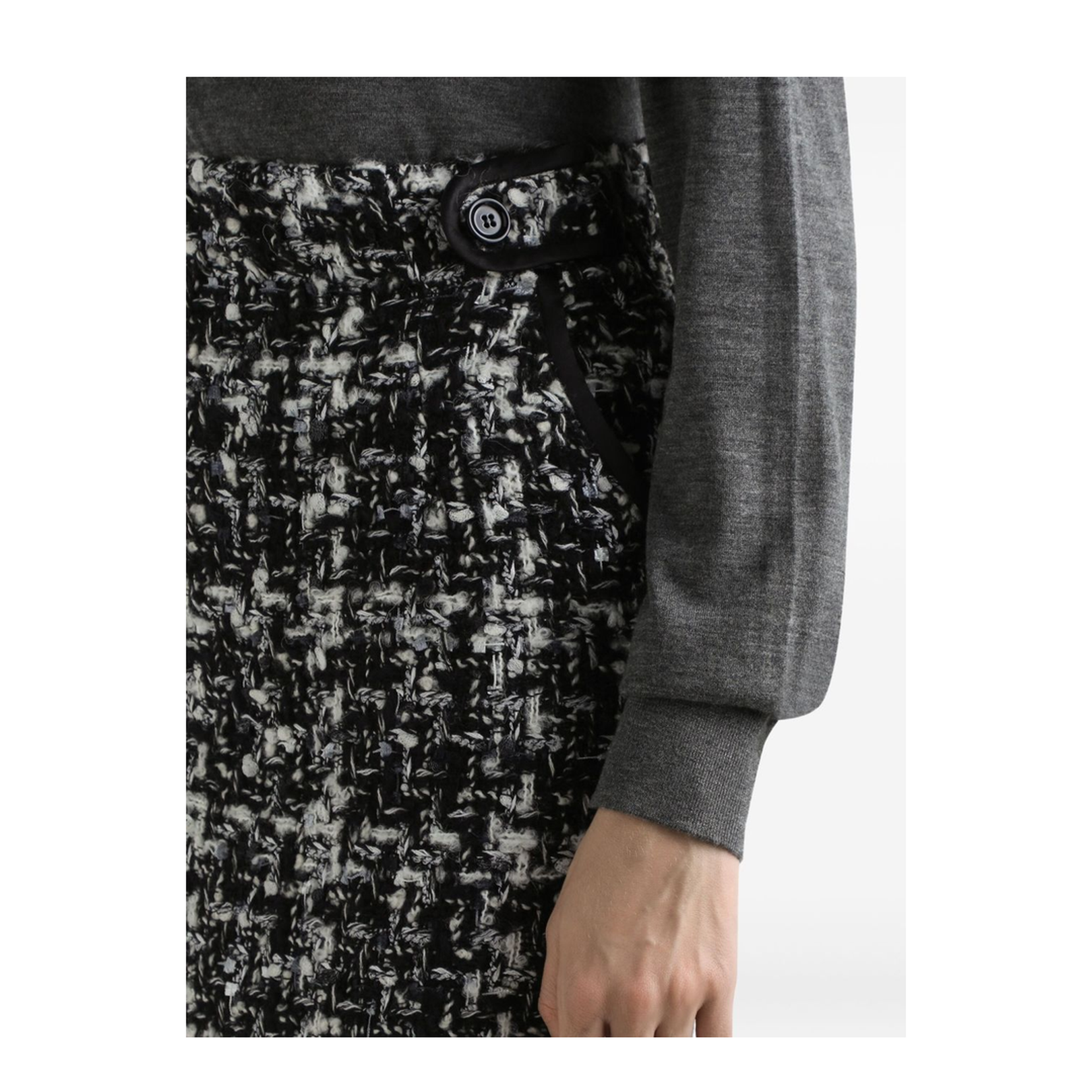 Wool Blend Check Skirt