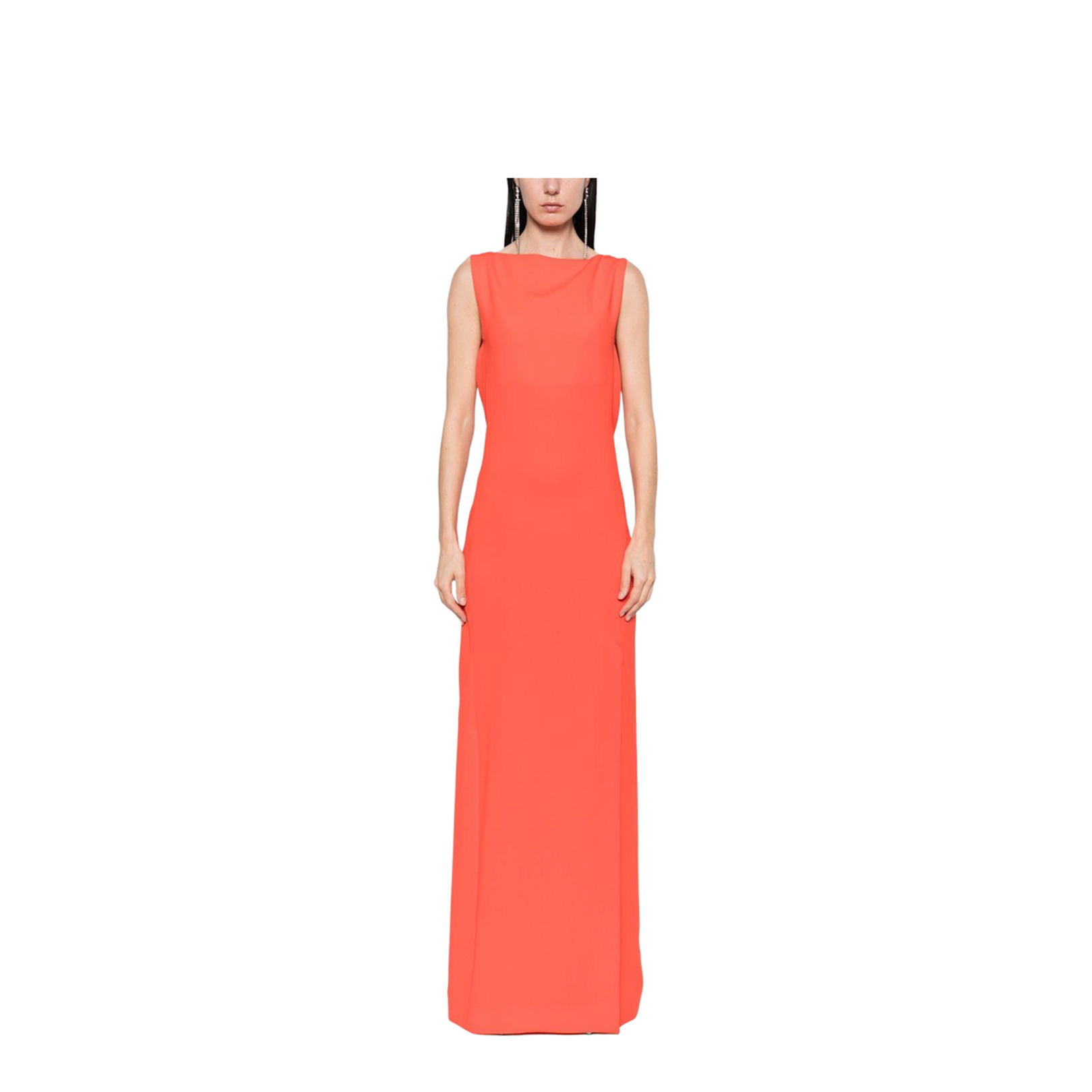 Burnt Orange Open Back Sleeveless Knot Detailing Dress