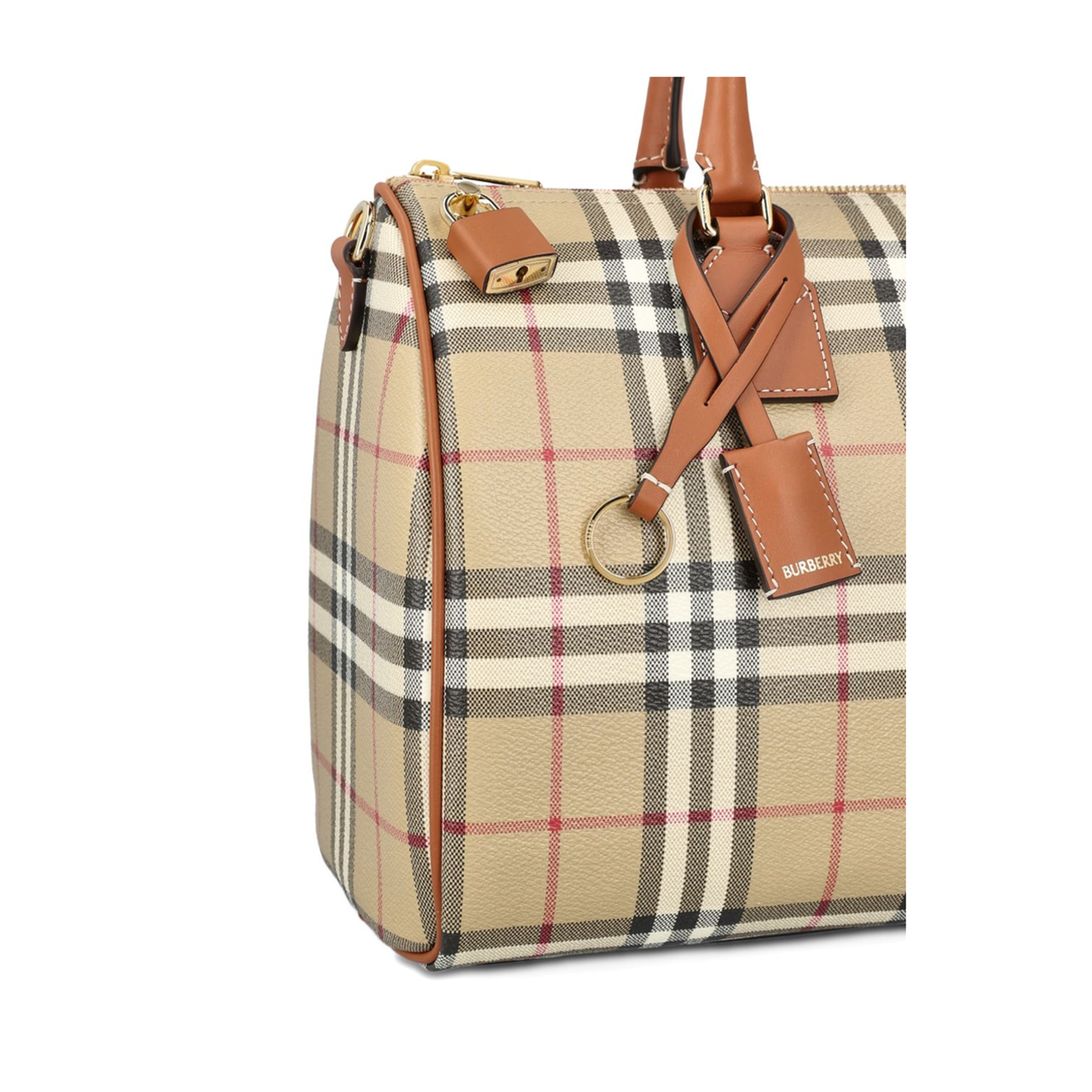 Check Medium Bowling Bag - Beige