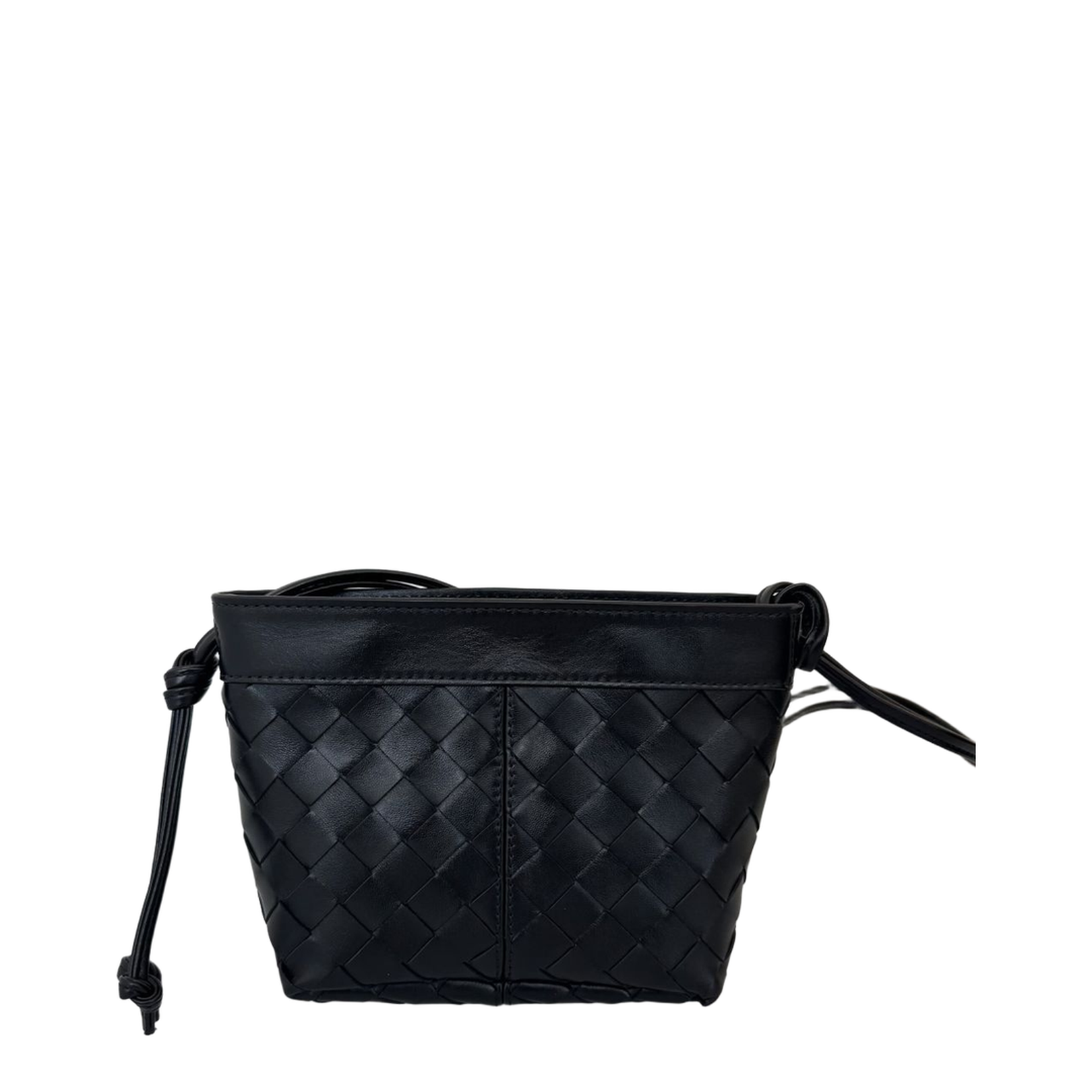 Intrecciato Small Leather Shoulder Bags - Black