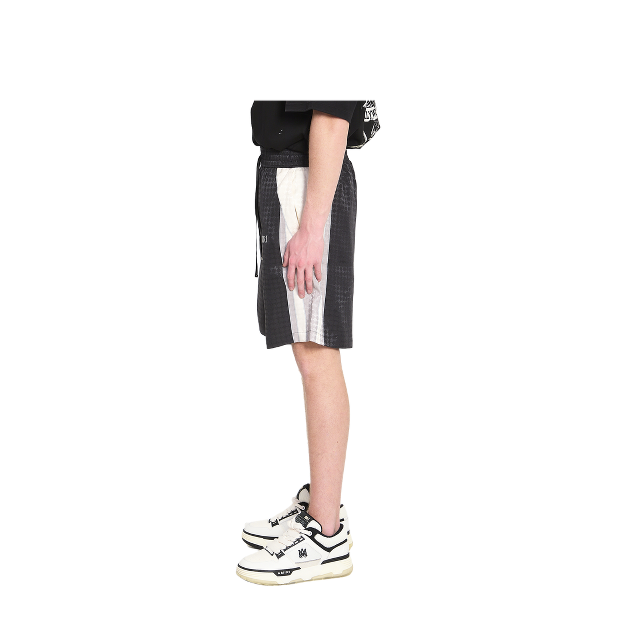 Black Ma Quad Drawstring Patterned Shorts