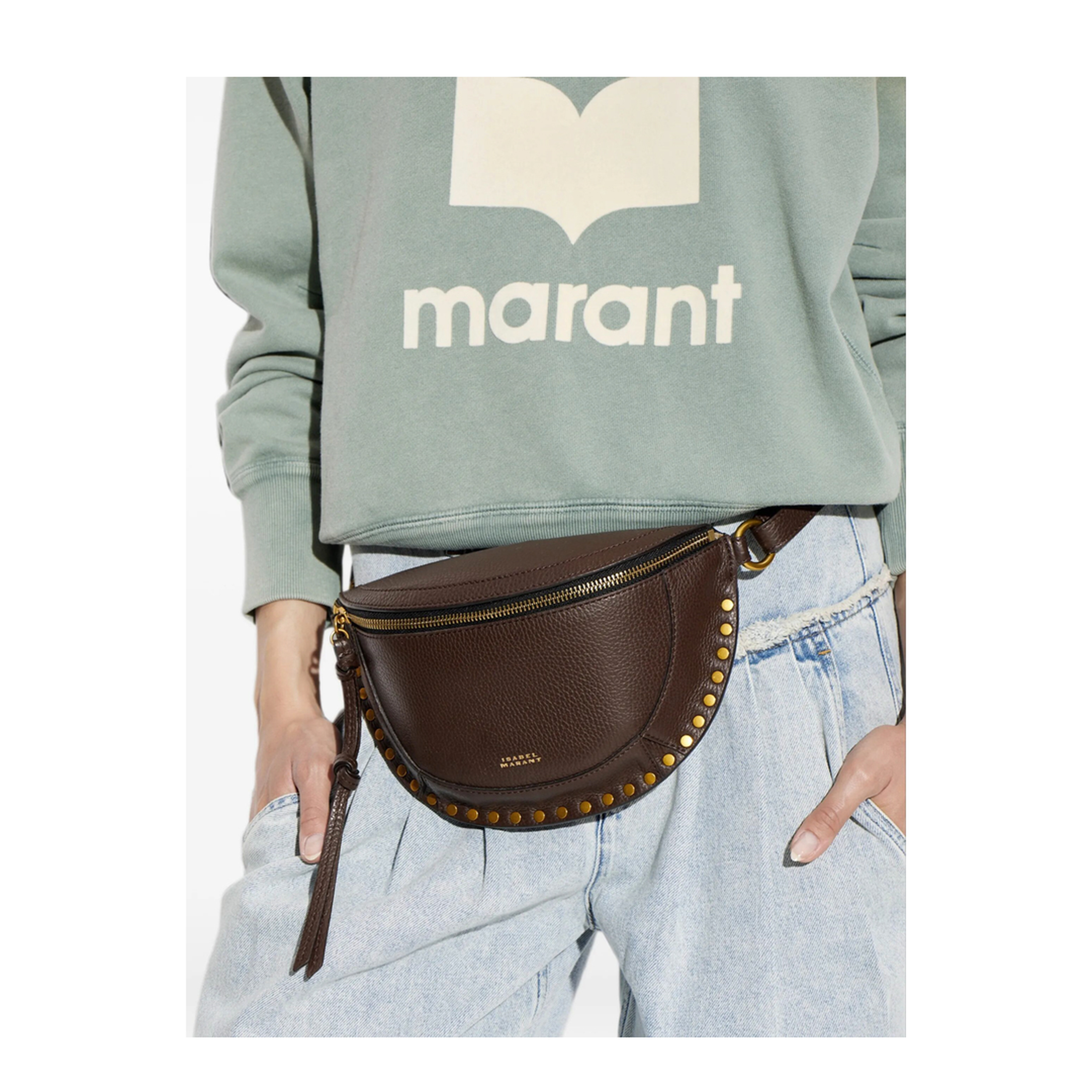 MAYFEYR - Isabel Marant - Hammered Leather Belt Bag With Studs - BJ0001FAD1C04M50CF