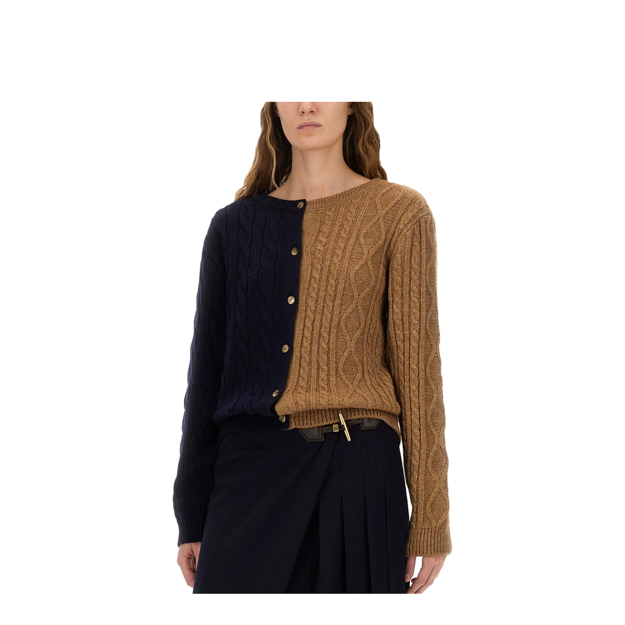 Two-Tone Alpaca Blend Cardigan