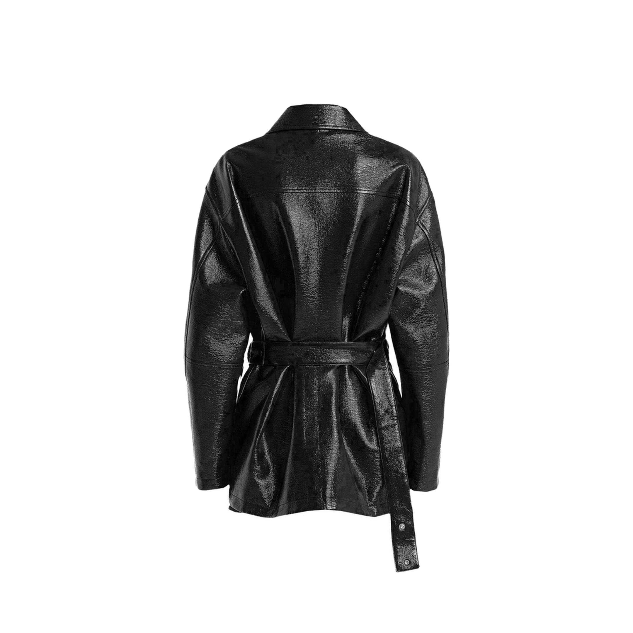 Zipped Vinyl Maxi Bomber Jacket