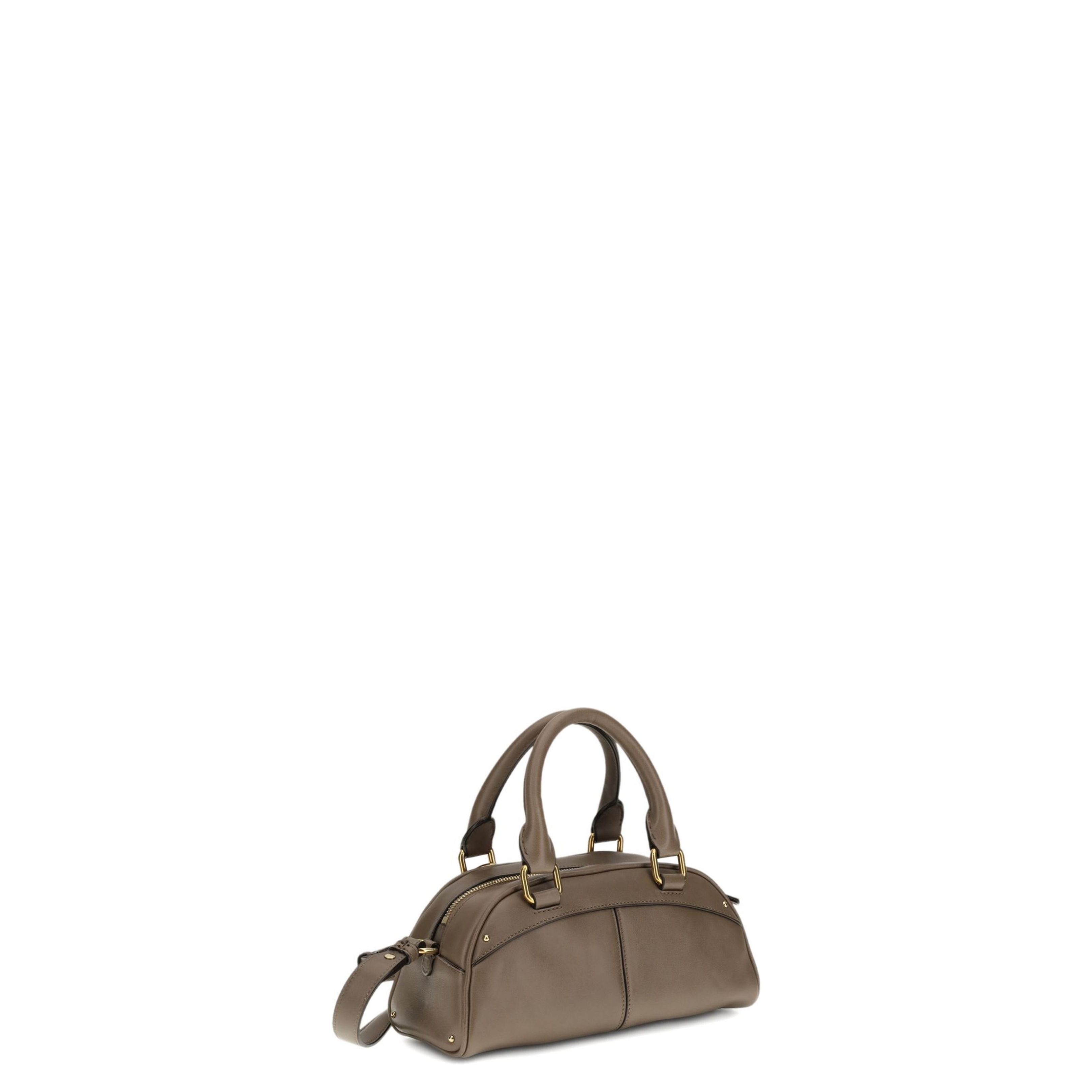 Small Bowling Bag in Soft Leather Beige