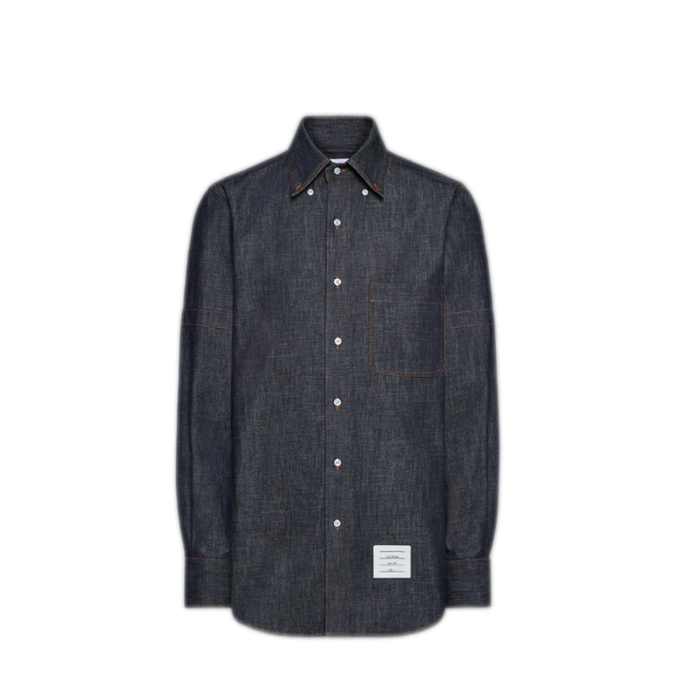 MAYFEYR - Thom Browne - L/S Bd Straight Fit Shirt With Rwb Inner Cuff Detail And Self Armband In Shirting Denim - MWL435SF1105415