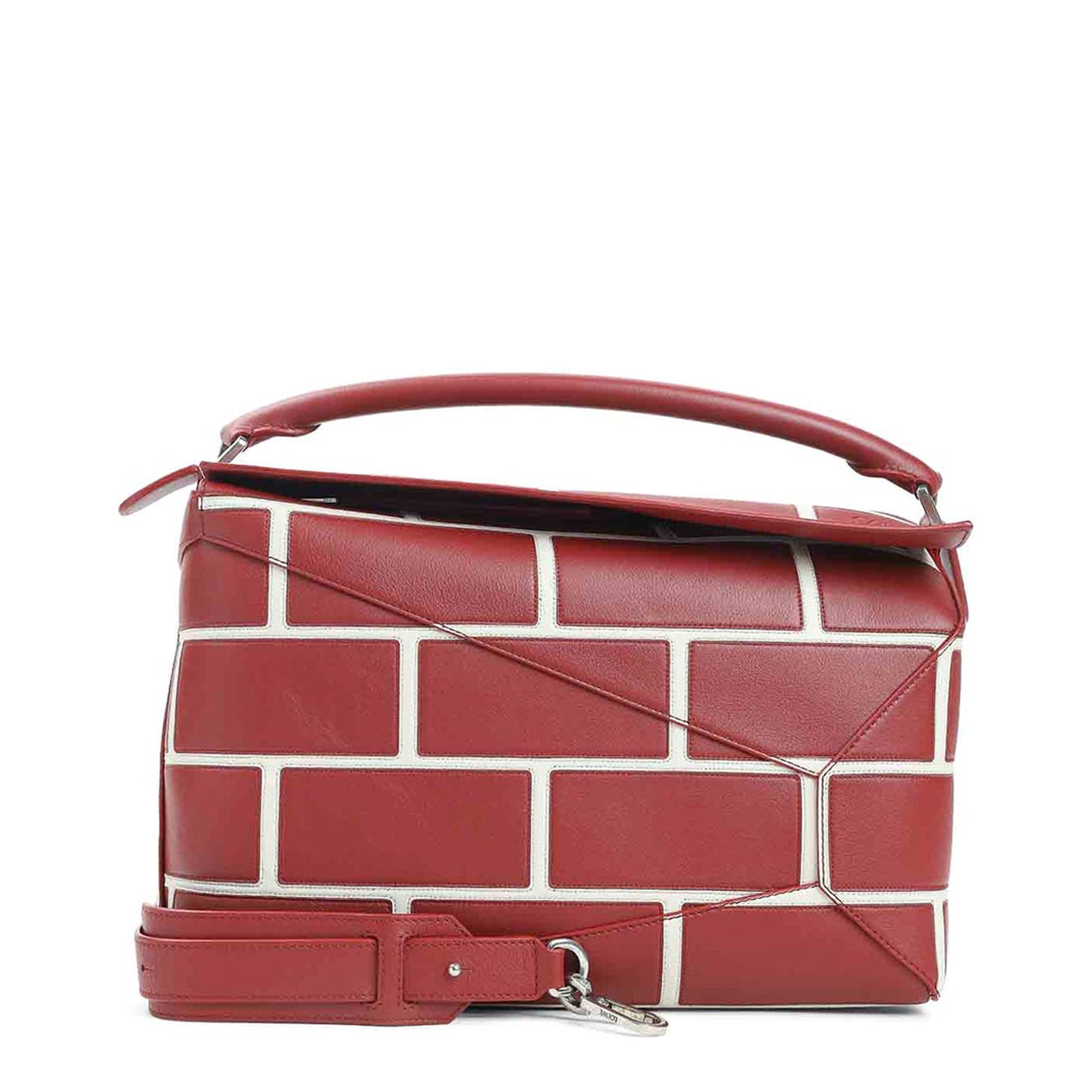 Puzzle Edge Large Calfskin Shoulder Bags - Red