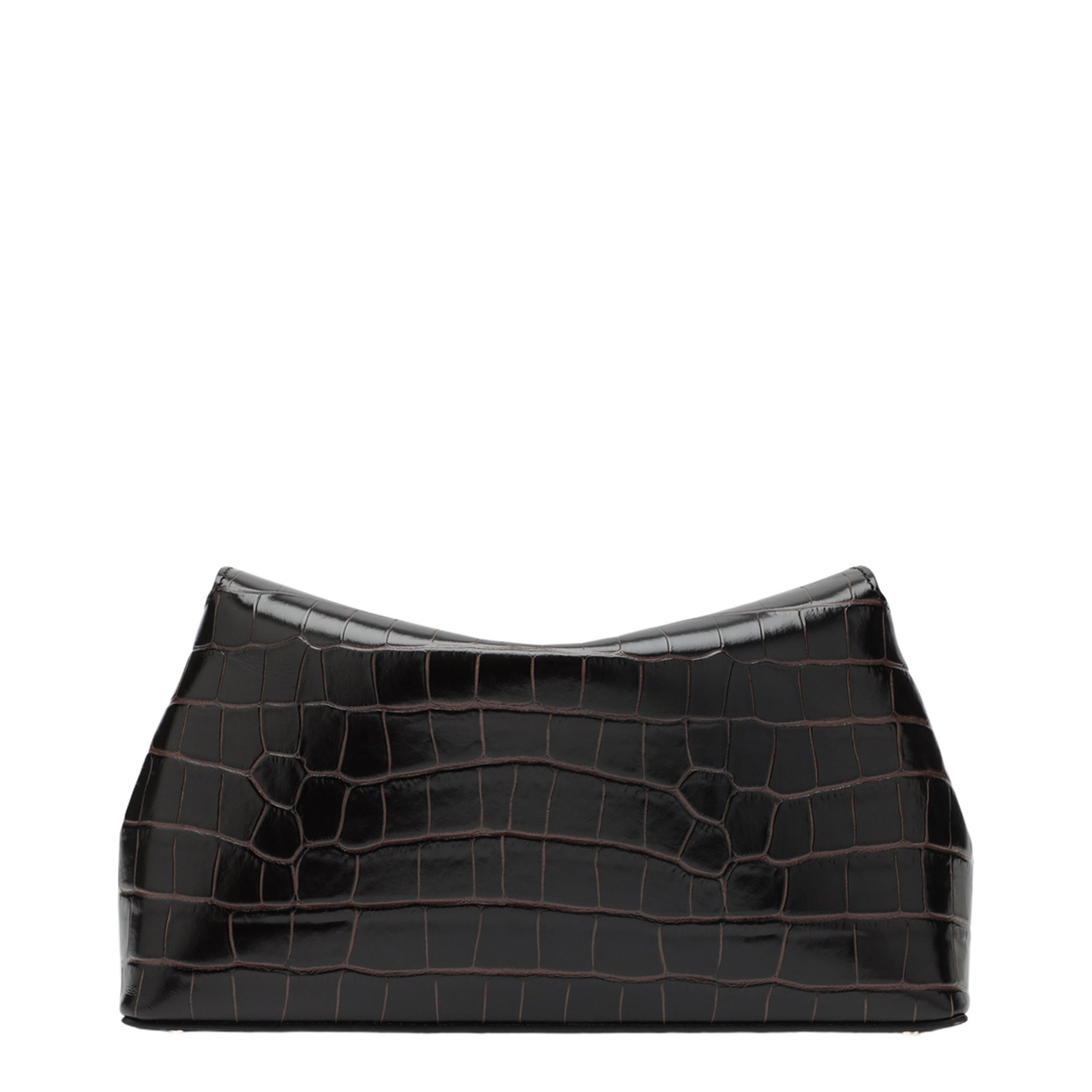 MAYFEYR - Toteme - Brown T-Lock Clutch In Crocodile-Embossed Leather - 243-WAL944LE0076034